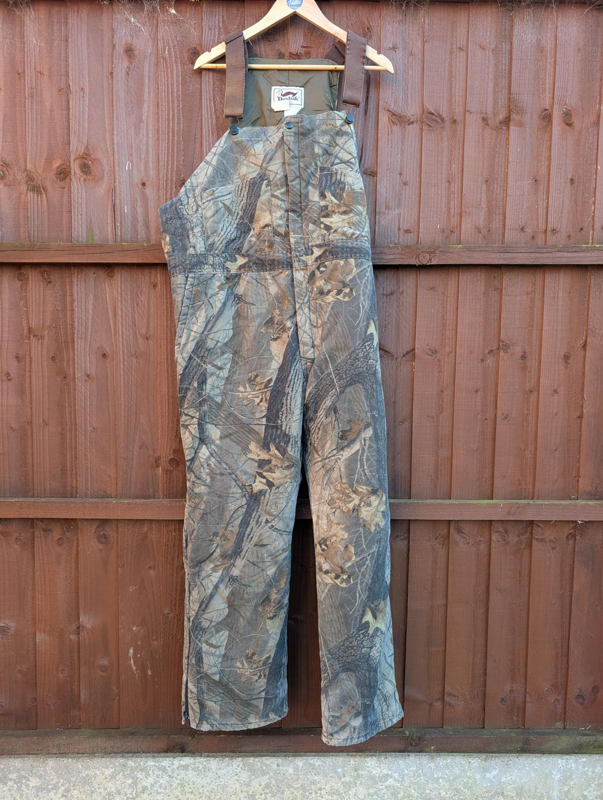 DuxBak Real Tree Camo Dungarees W42 XXL USA Bib Overall Insulated Waders Liner