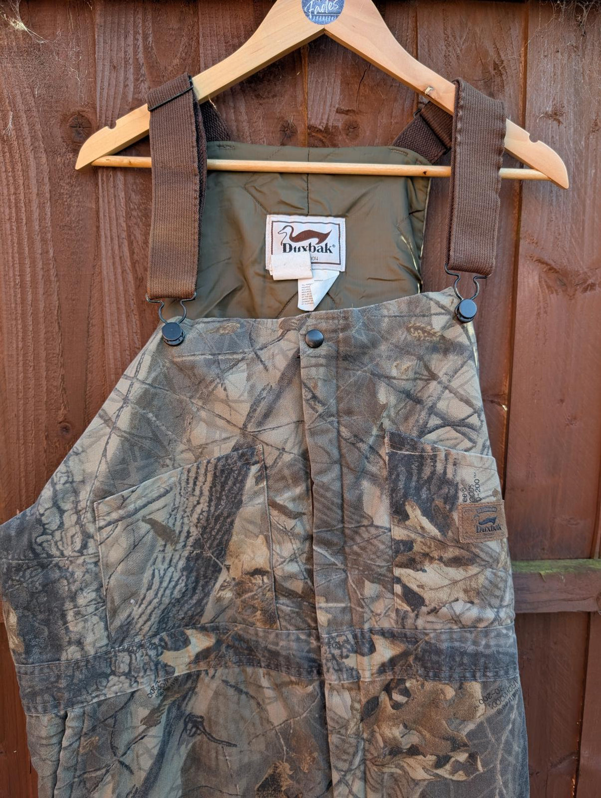 DuxBak Real Tree Camo Dungarees W42 XXL USA Bib Overall Insulated Waders Liner