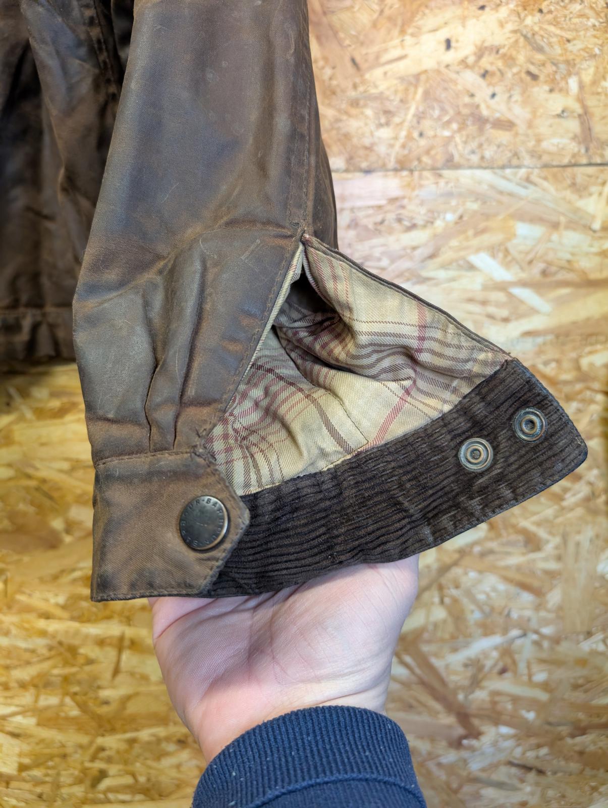 Barbour Drover Wax Jacket XL Padded Brown Cotton Trucker Short Leather Collar