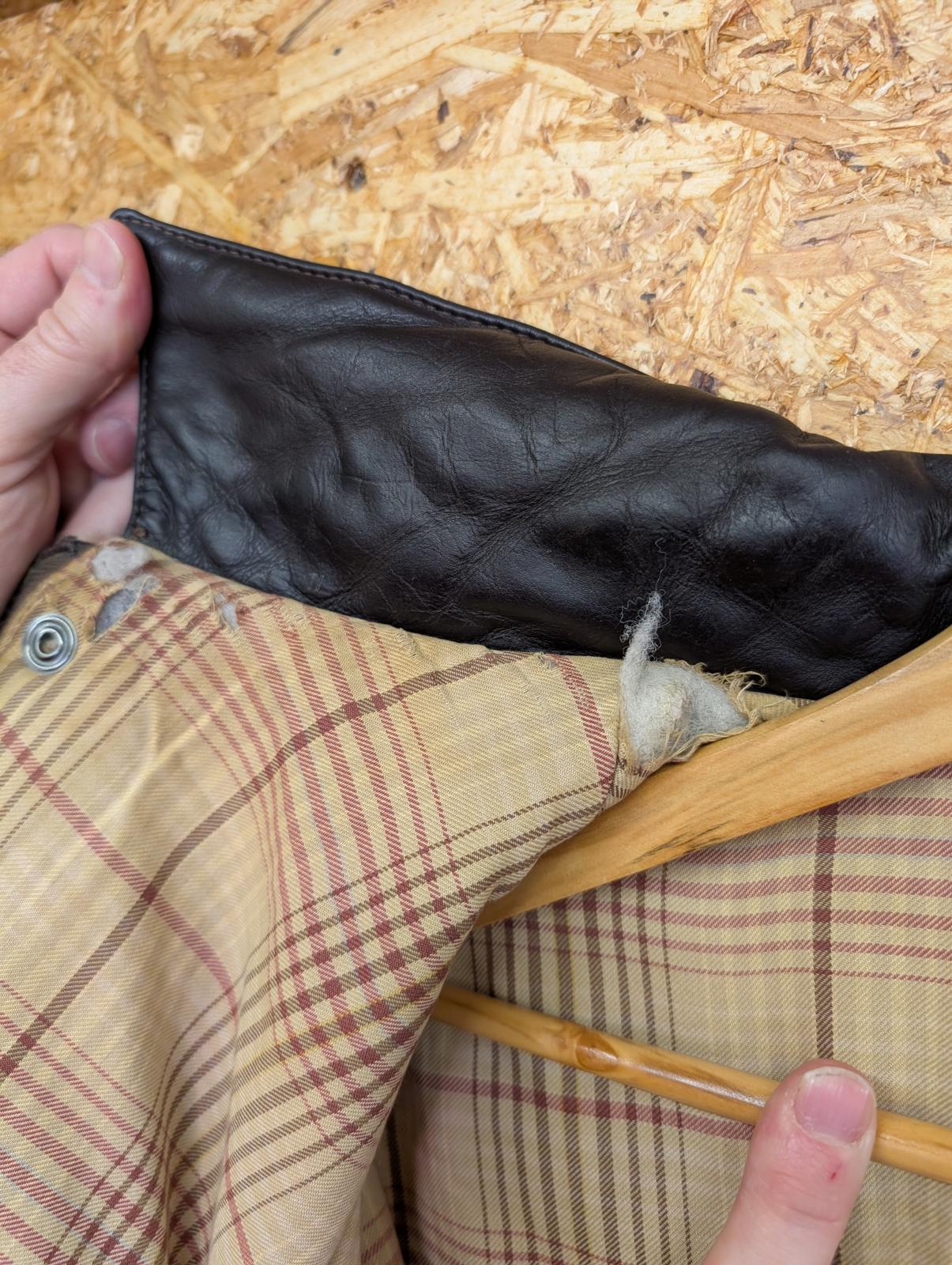 Barbour Drover Wax Jacket XL Padded Brown Cotton Trucker Short Leather Collar