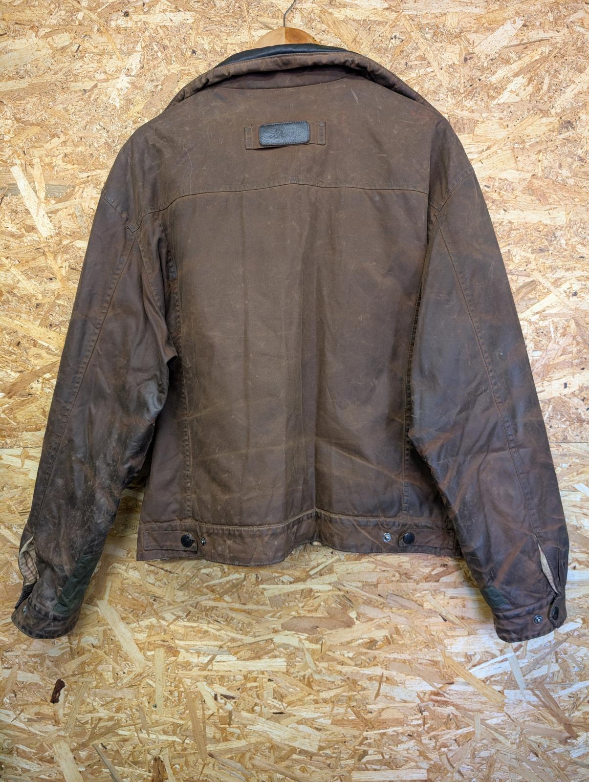 Barbour Drover Wax Jacket XL Padded Brown Cotton Trucker Short Leather Collar