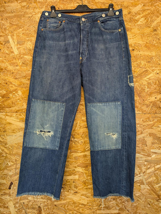 Levis Vintage Clothing 501 1915 Blue Jeans W32 Cinch Raw Hem Cropped Selvedge