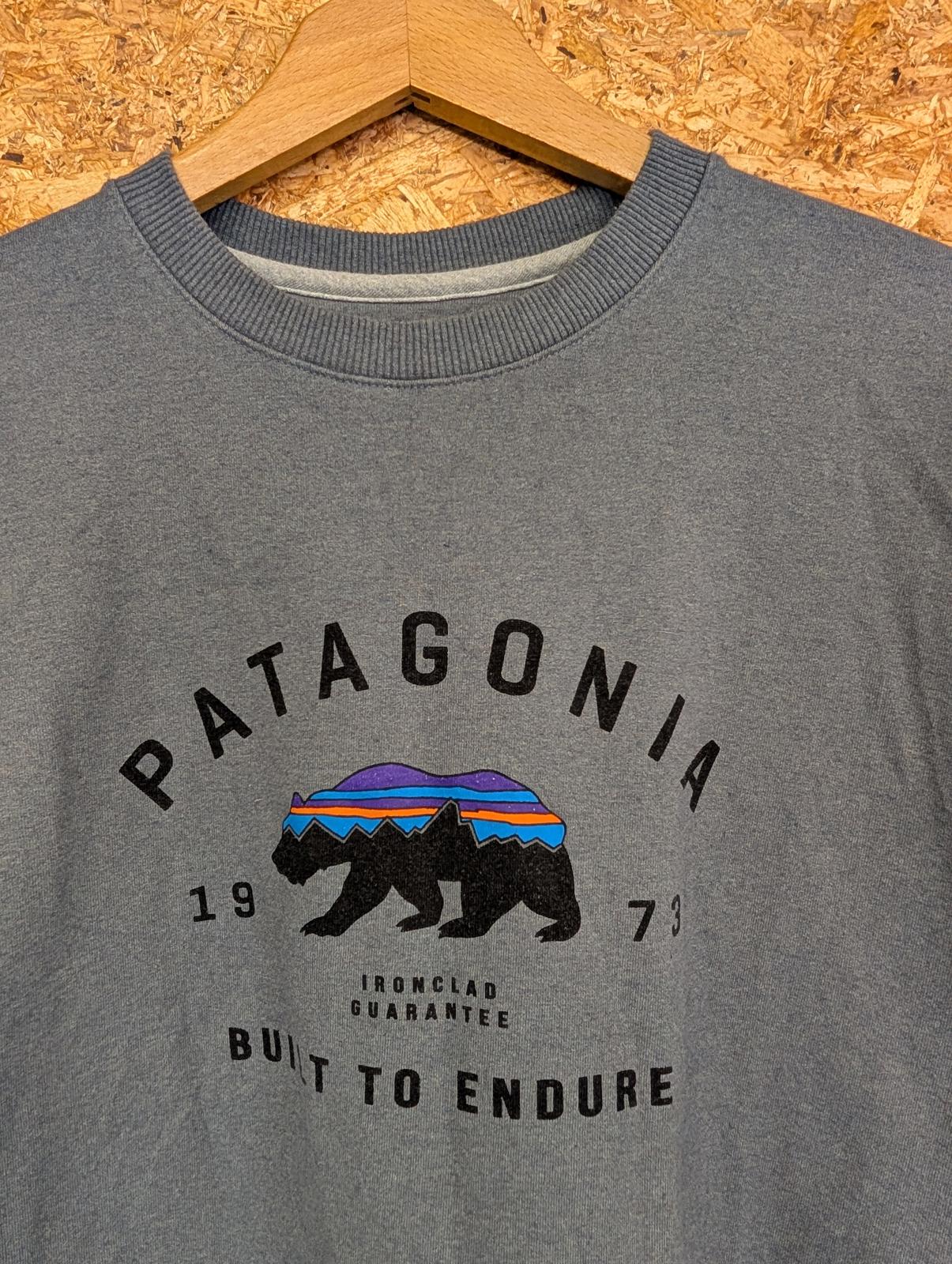 Patagonia Crew Neck Sweatshirt XL Men Pullover Teal Blue Jumper Bear P6 Logo