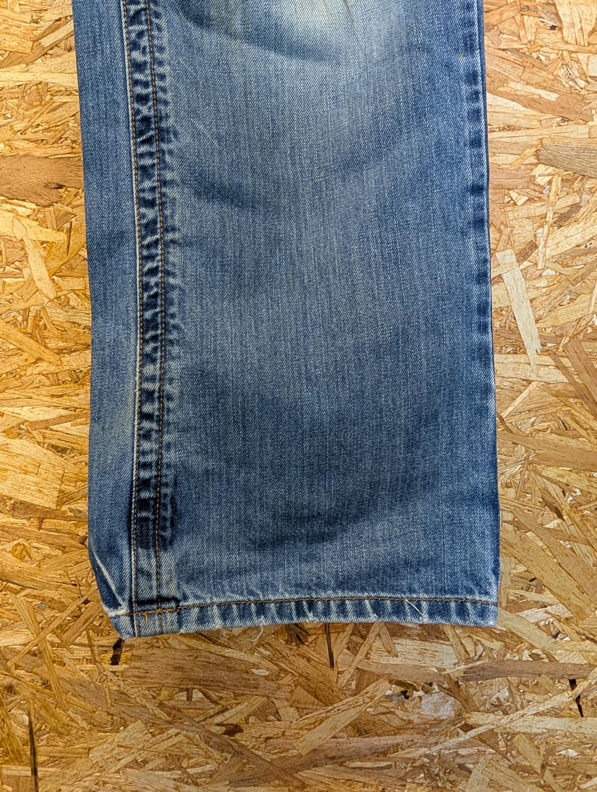 Y2K Replay Jeans W36 L32 Distressed Blue Denim Baggy Straight Leg Vintage Button