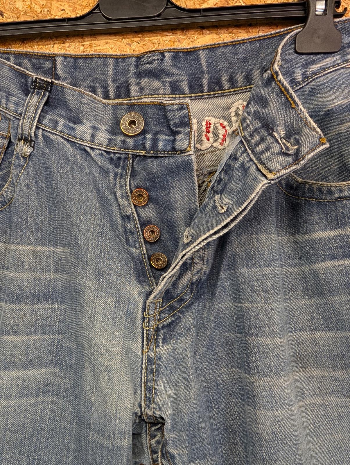 Y2K Replay Jeans W36 L32 Distressed Blue Denim Baggy Straight Leg Vintage Button