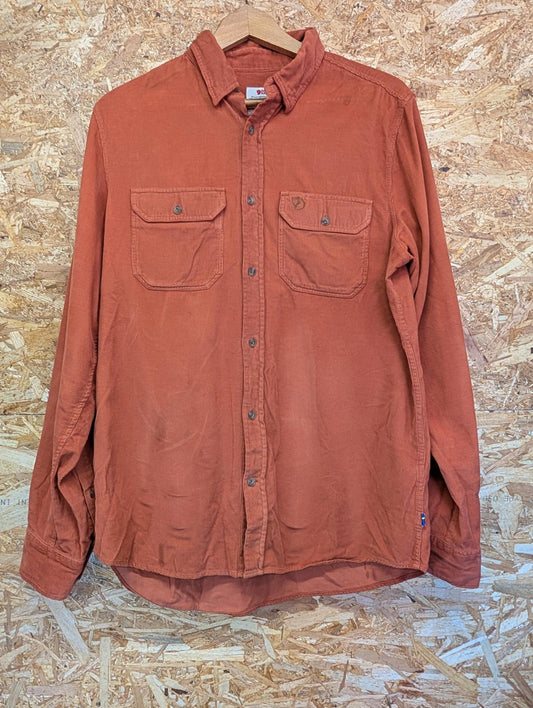 Fjallraven Corduroy Shirt Medium Men Rust Orange Pockets Long Sleeve Regular Fit