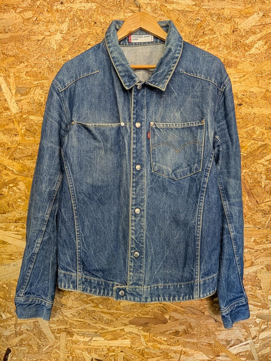 Vintage Levis Engineered Denim Jacket Large Men Y2K Twisted Blue Distressed Jean