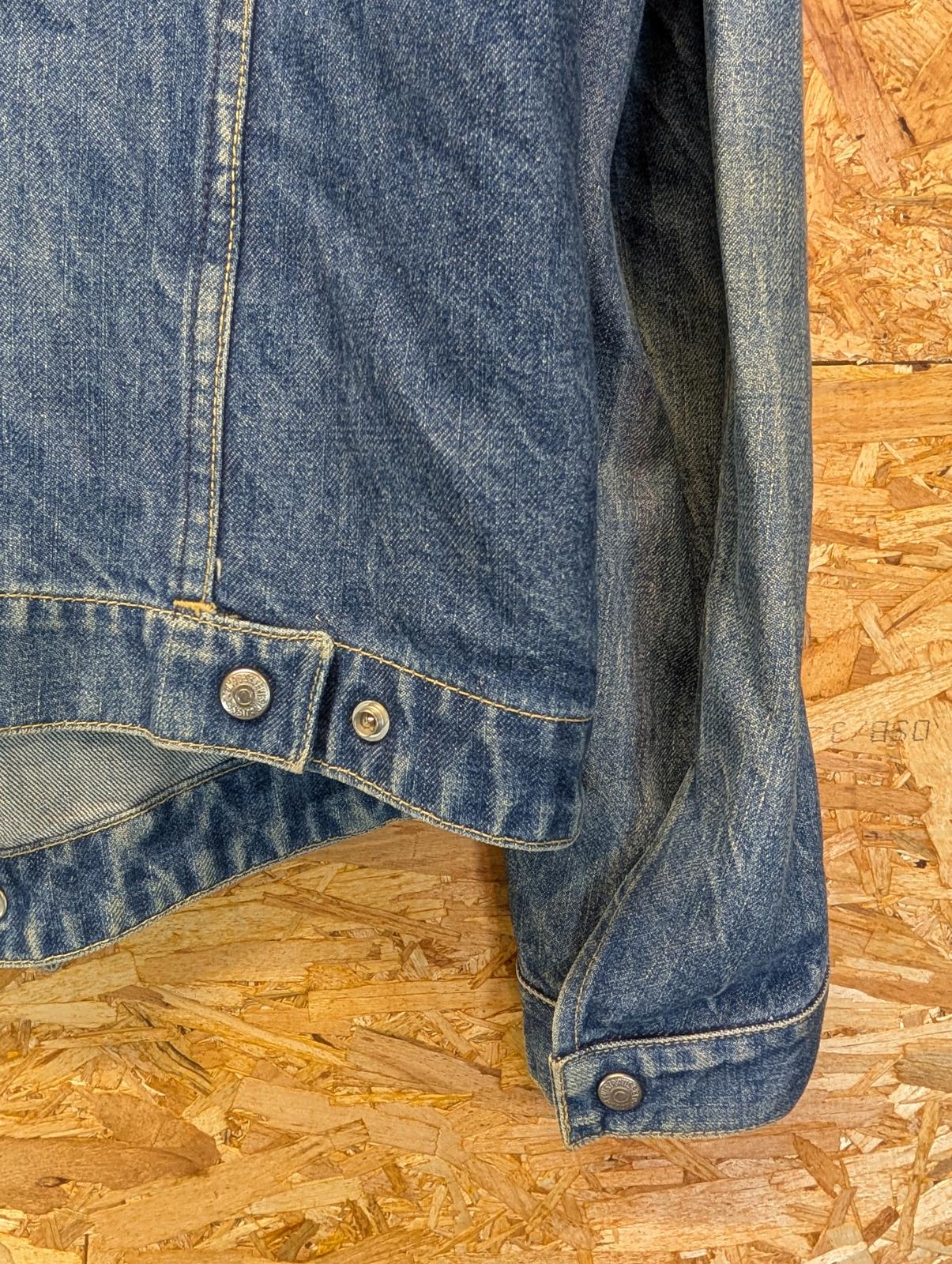 Vintage Levis Engineered Denim Jacket Large Men Y2K Twisted Blue Distressed Jean