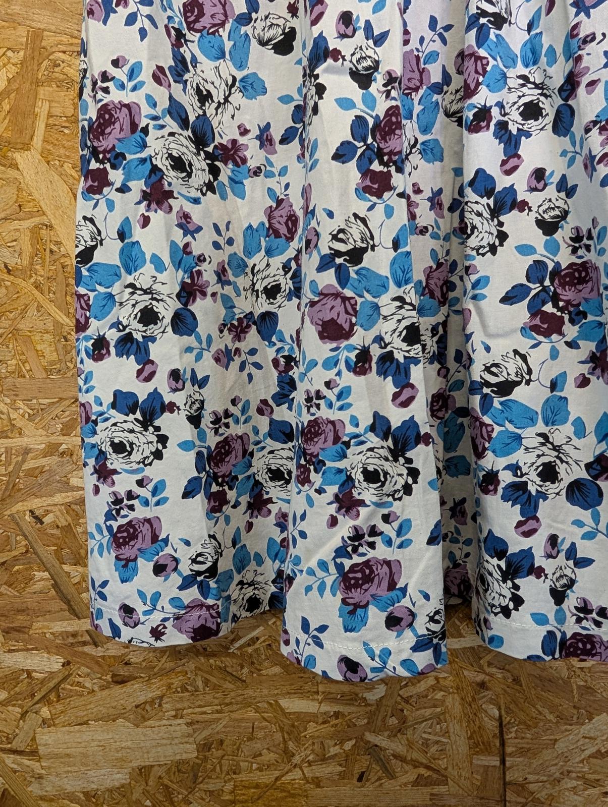 Lindy Bop Dress Size 18 Women White Blue Flowers Long Short Sleeve Open Front