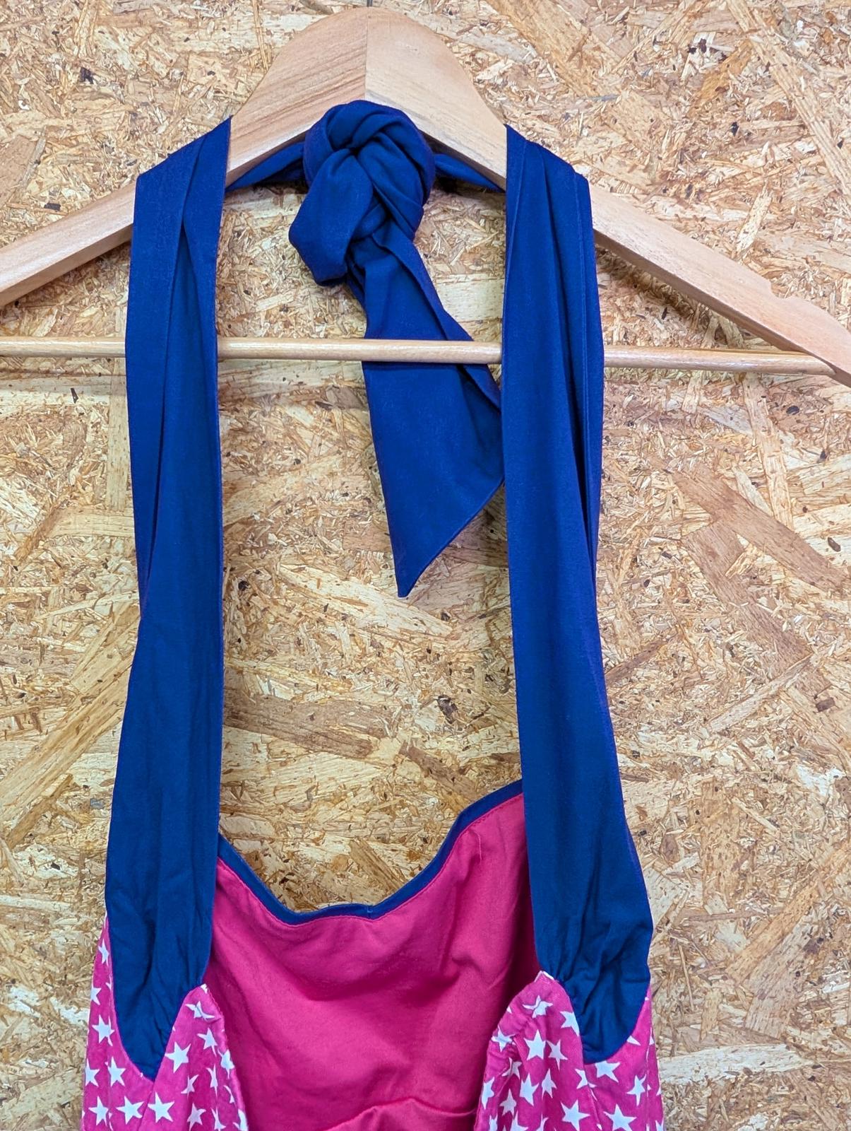 Lindy Bop Halterneck Dress Size 16 Women Pink Stars 50s Style Short Mid Length