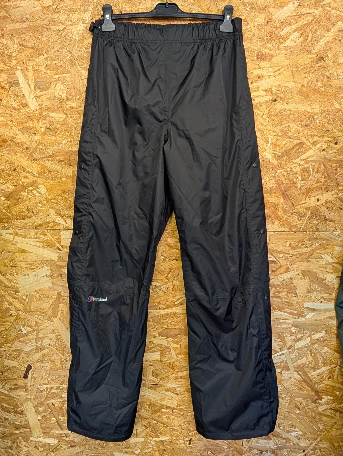 Berghaus Waterproof Trousers Size 14 Women Elastic Waist Black Snap Popper Sides