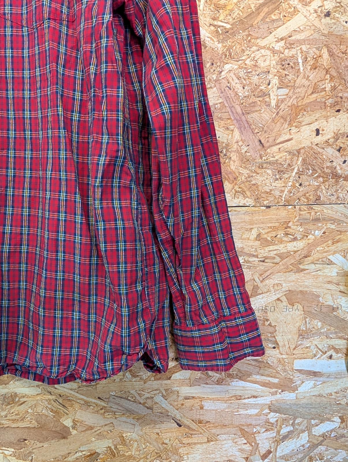 Vintage Levis Supima Cotton Shirt XL Men L/S Red Blue Check Button Collar Pocket