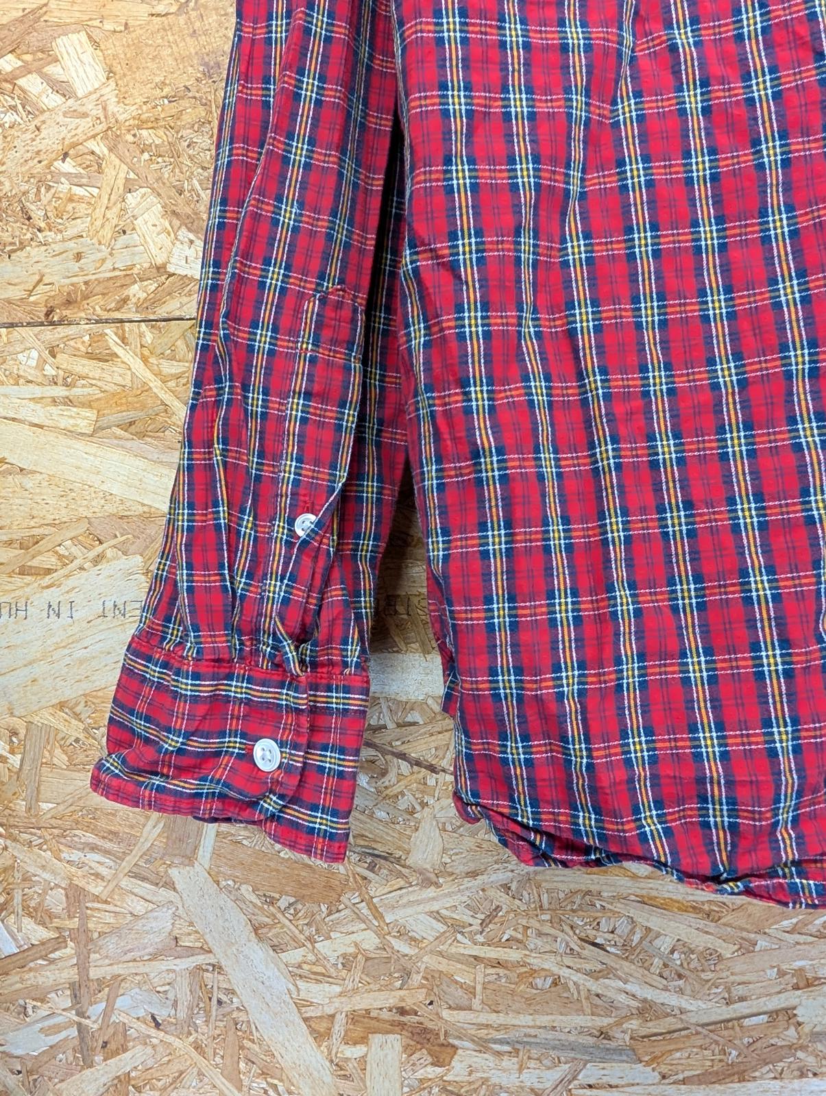 Vintage Levis Supima Cotton Shirt XL Men L/S Red Blue Check Button Collar Pocket