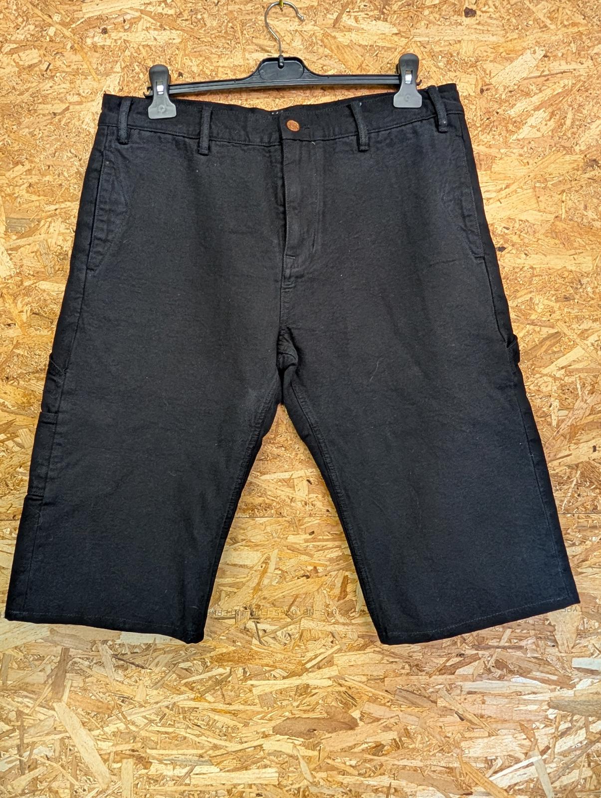 Dubbleware Long Shorts W32 Black Heavy Duty Denim Cargo Canvas 1/4 Cinch Buckle