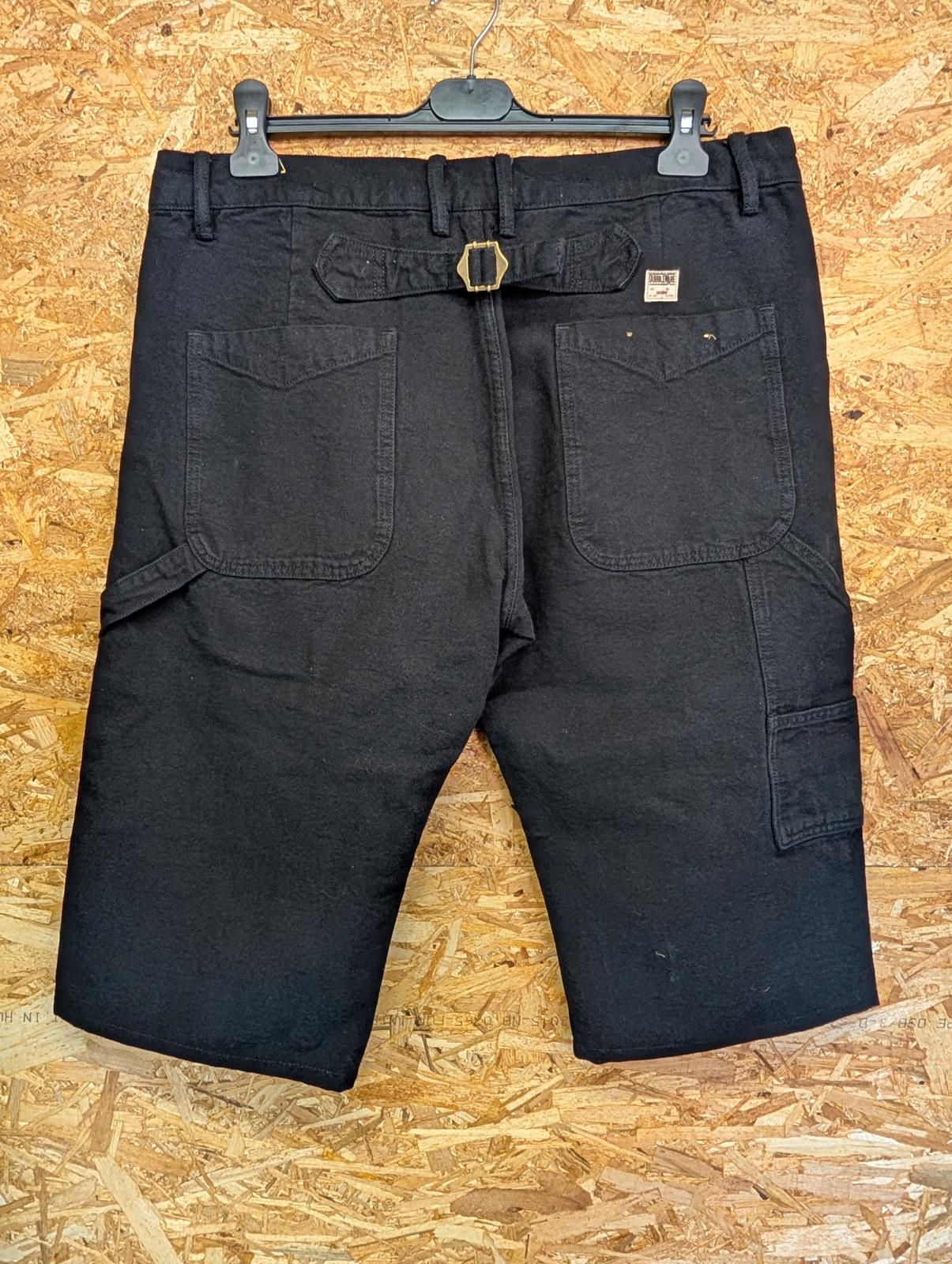 Dubbleware Long Shorts W32 Black Heavy Duty Denim Cargo Canvas 1/4 Cinch Buckle