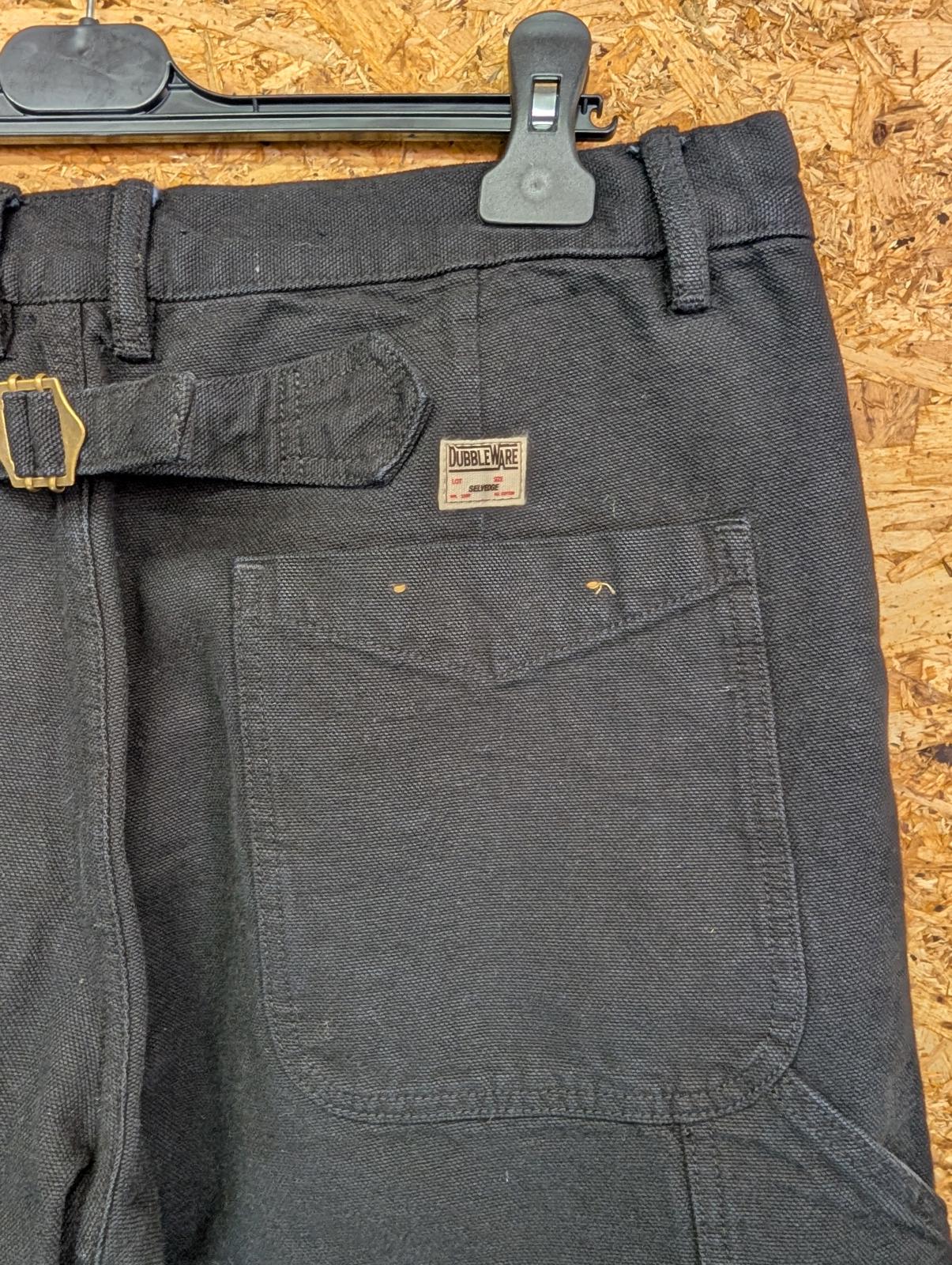 Dubbleware Long Shorts W32 Black Heavy Duty Denim Cargo Canvas 1/4 Cinch Buckle