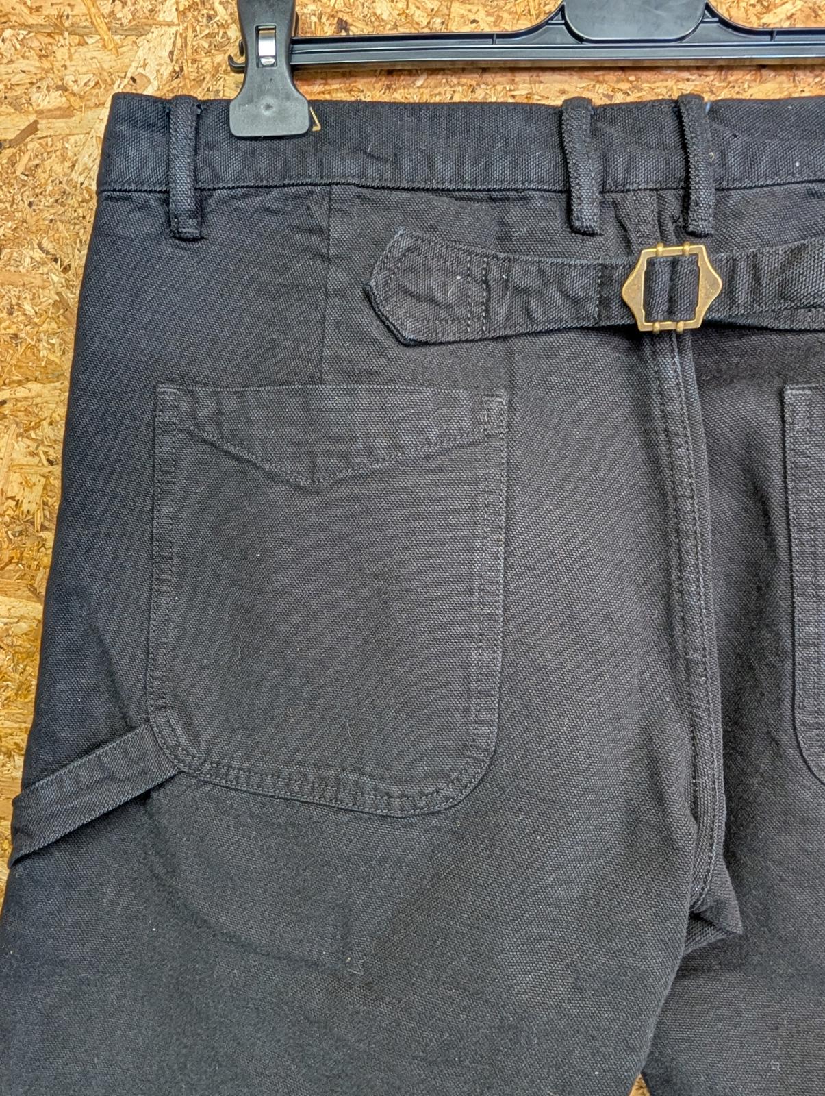 Dubbleware Long Shorts W32 Black Heavy Duty Denim Cargo Canvas 1/4 Cinch Buckle