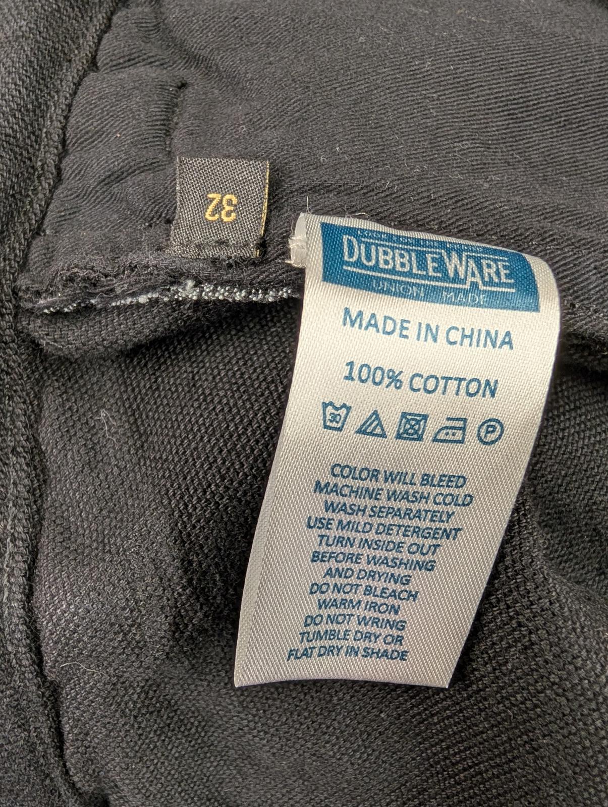 Dubbleware Long Shorts W32 Black Heavy Duty Denim Cargo Canvas 1/4 Cinch Buckle