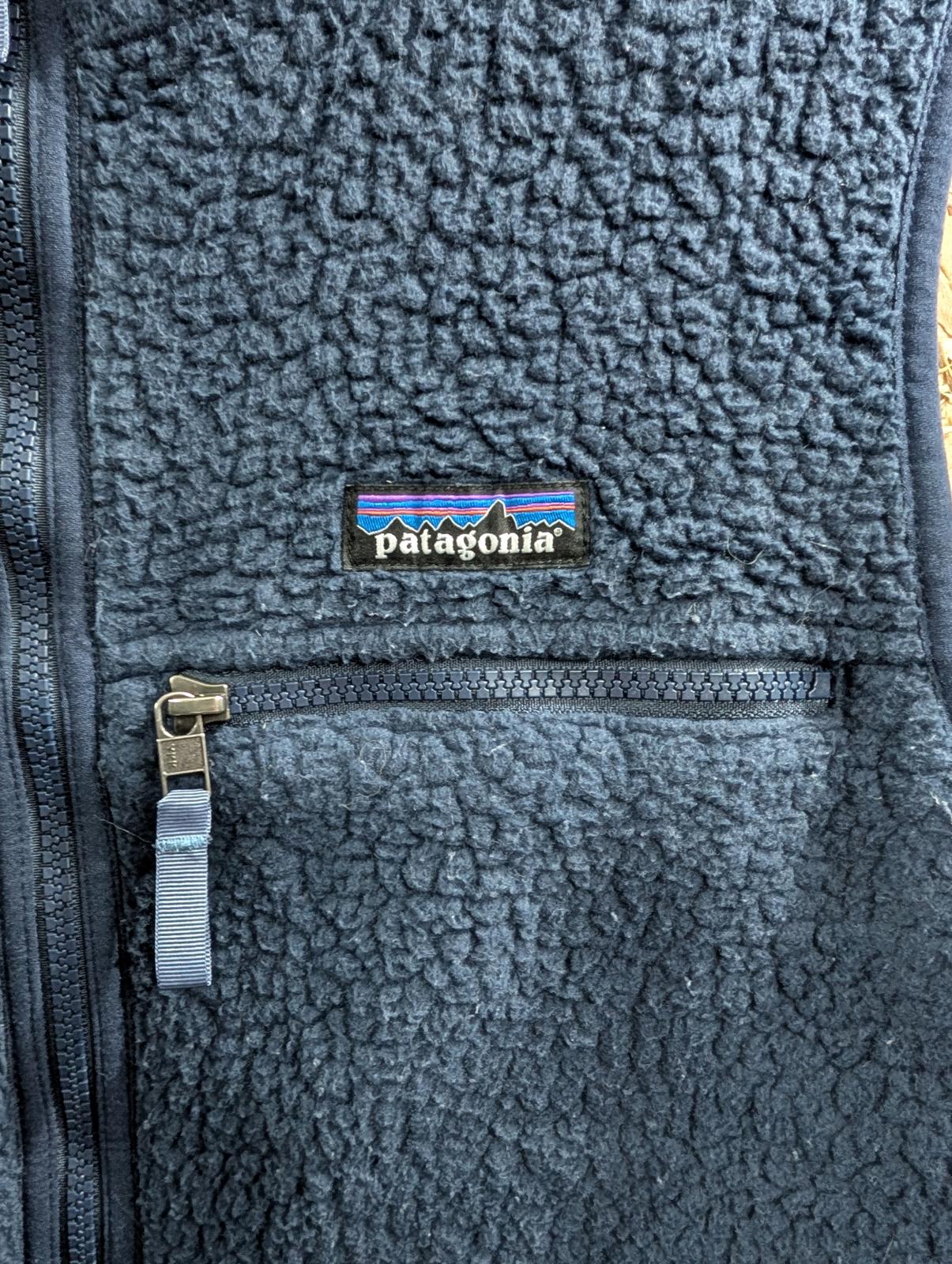 Patagonia Deep Pile Retro Fleece Vest Large Women Navy Blue Full Zip Bodywarmer