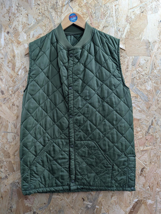 Vintage Belstaff Padded Gilet Small Men Khaki Green Made England 80s Country