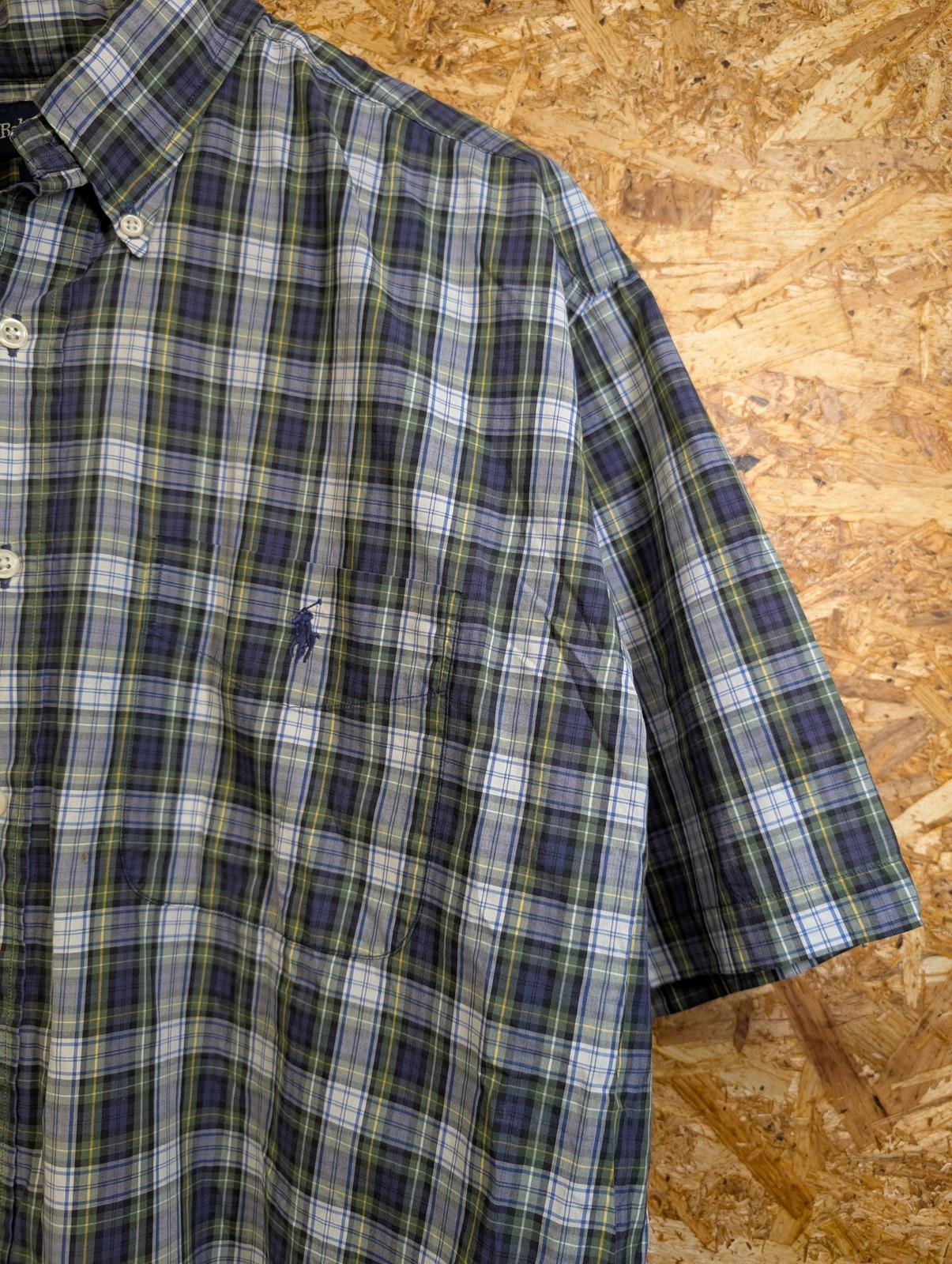 Ralph Lauren Bartlett Shirt Large Purple Green Check Shirt Sleeve Cotton Vintage
