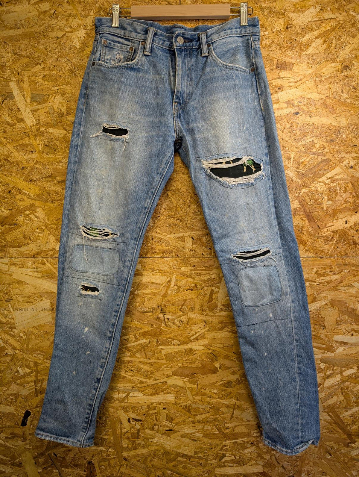 Levis 512 Slim Jeans W32 L32 Men Light Blue Distressed Stretch Red Tab Zip Fly