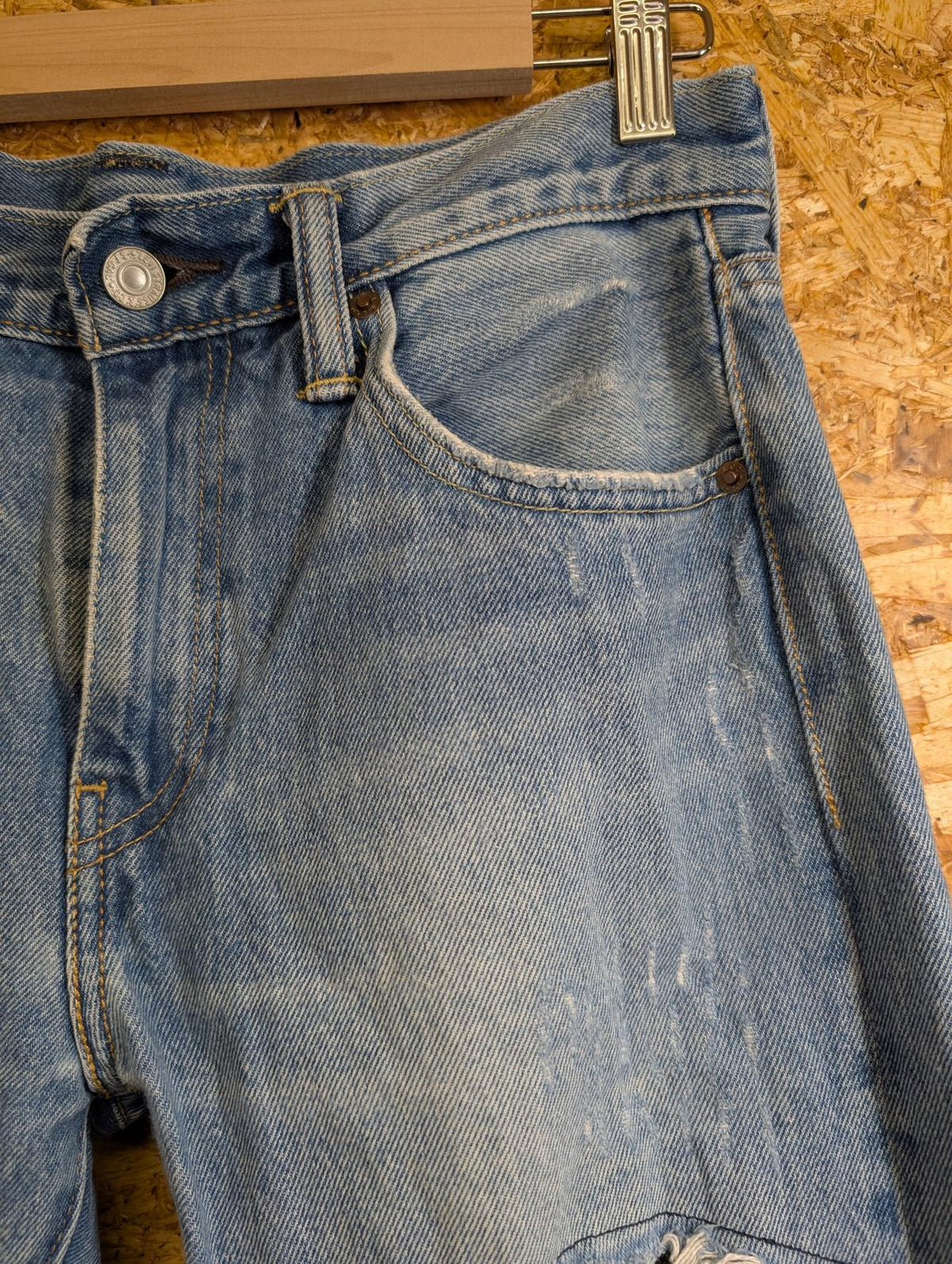 Levis 512 Slim Jeans W32 L32 Men Light Blue Distressed Stretch Red Tab Zip Fly