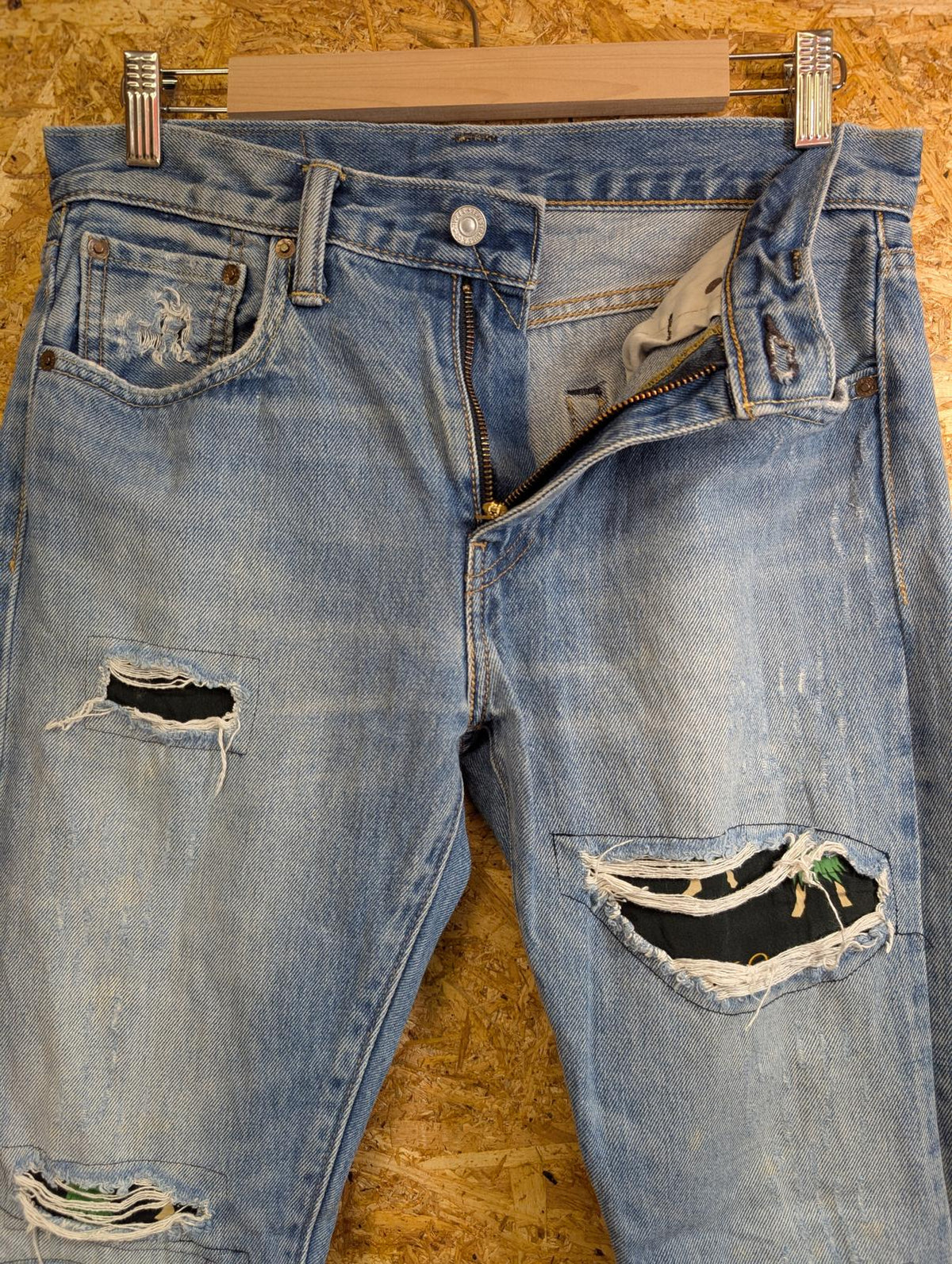 Levis 512 Slim Jeans W32 L32 Men Light Blue Distressed Stretch Red Tab Zip Fly