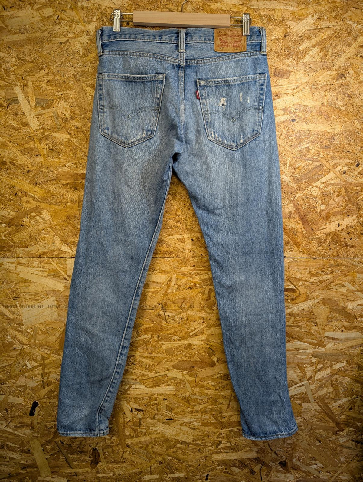 Levis 512 Slim Jeans W32 L32 Men Light Blue Distressed Stretch Red Tab Zip Fly