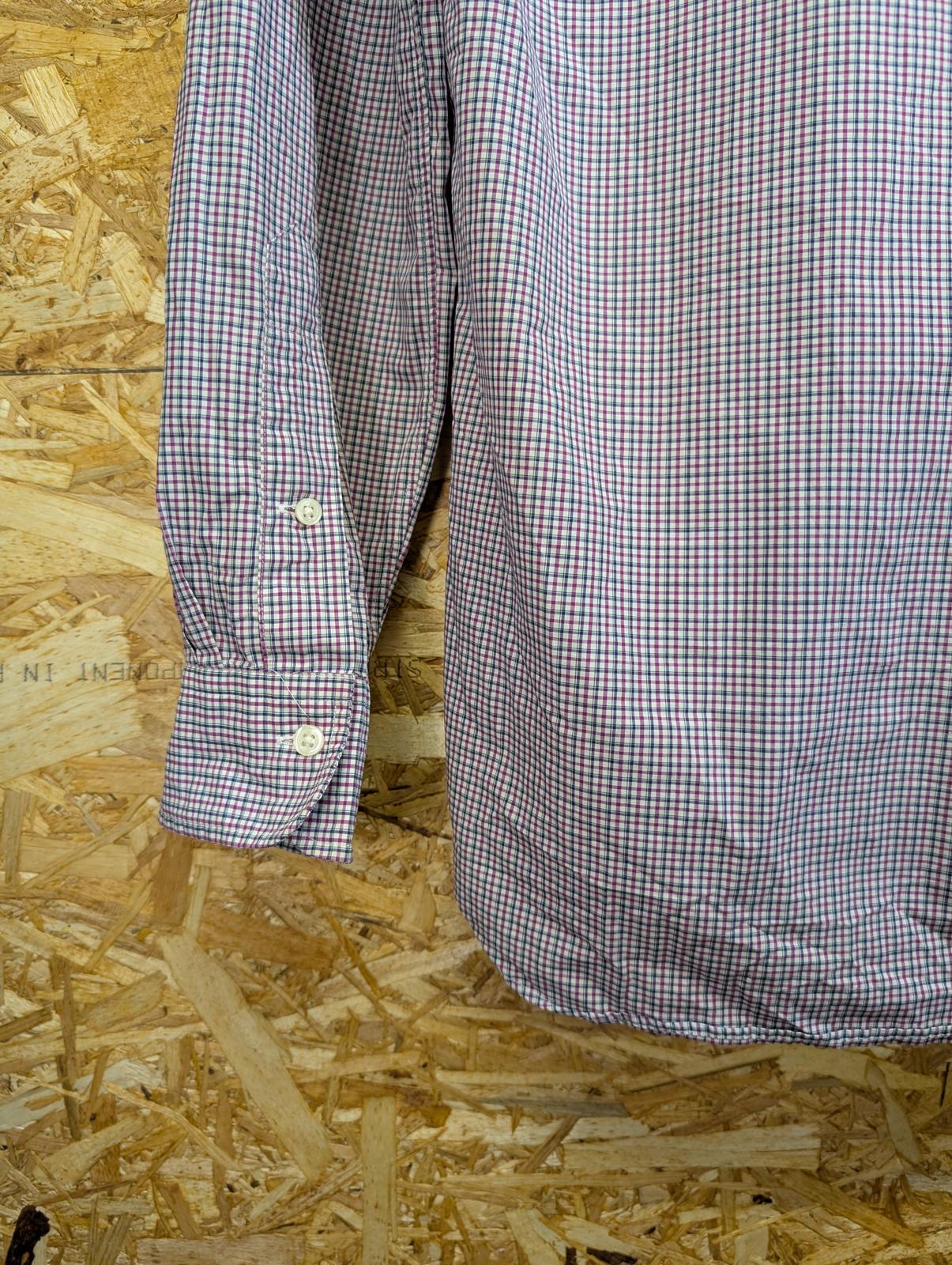 Ralph Lauren Shirt Small Men 14.5" Collar Purple White Check L/S Button Polo