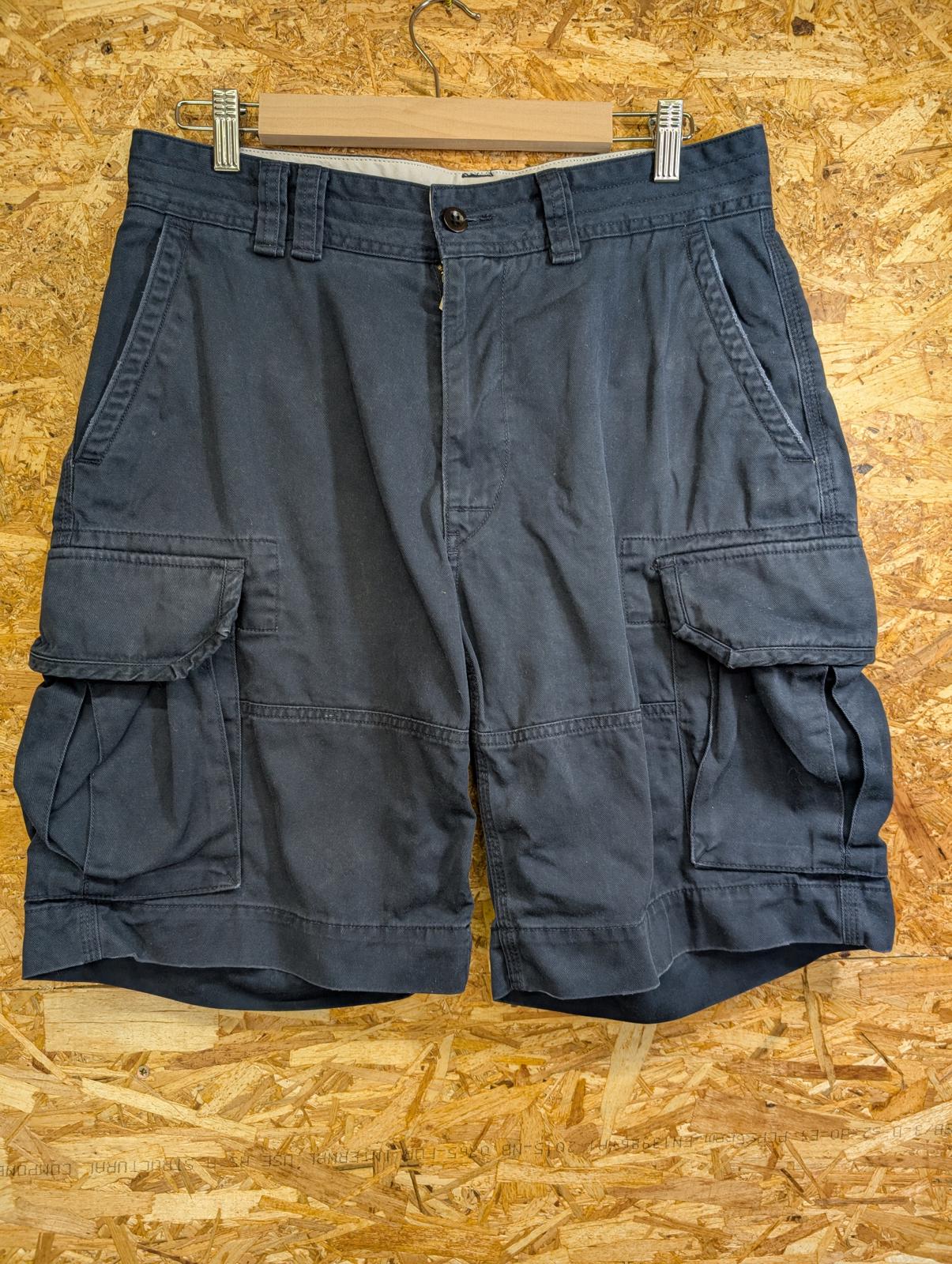 Ralph Lauren Cargo Shorts W32 Men Navy Blue Utility Pockets Canvas Polo Zip Fly