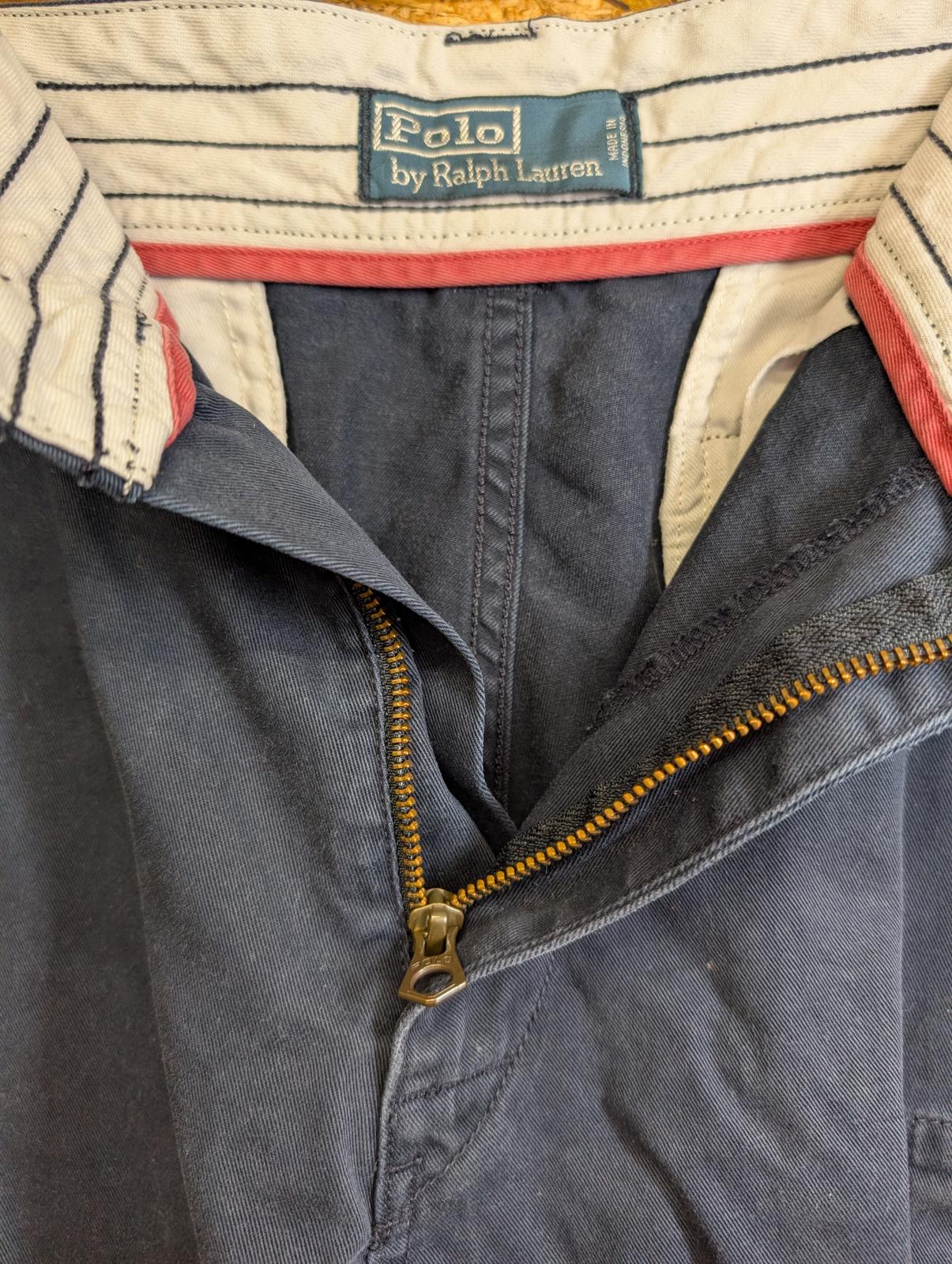 Ralph Lauren Cargo Shorts W32 Men Navy Blue Utility Pockets Canvas Polo Zip Fly