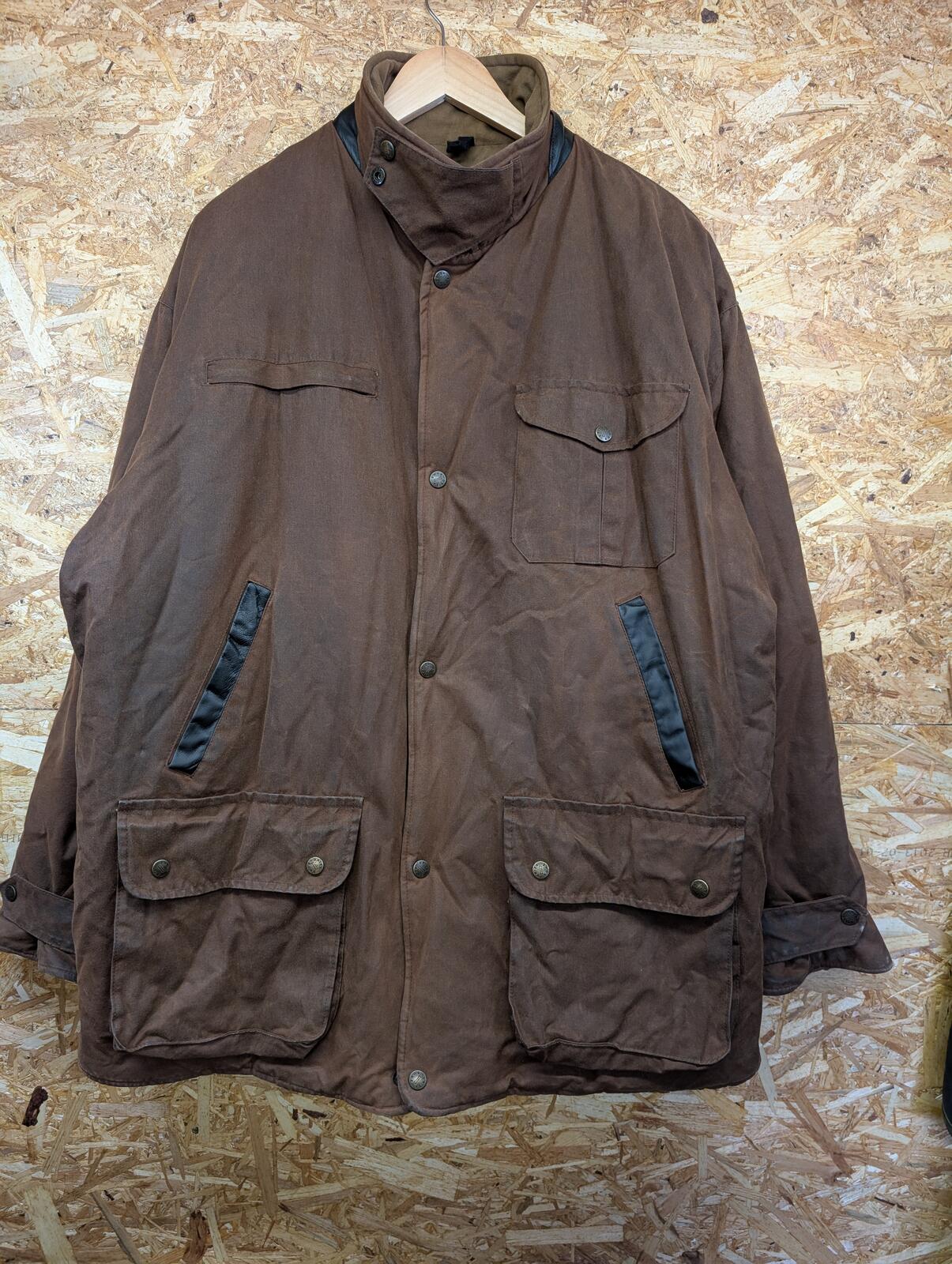 Driza-Bone Brown Wax Jacket XXL Padded Men Made in England Leather Collar