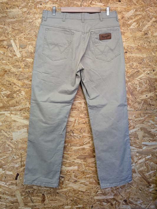Wrangler Texas Chino Jeans W36 L30 Men Straight Fit Beige Khaki Stretch Zip Fly