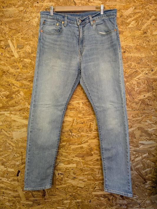 Levis 512 Slim Jeans W34 L32 Men Light Blue Premium Denim Big-E Red Tab Zip Fly