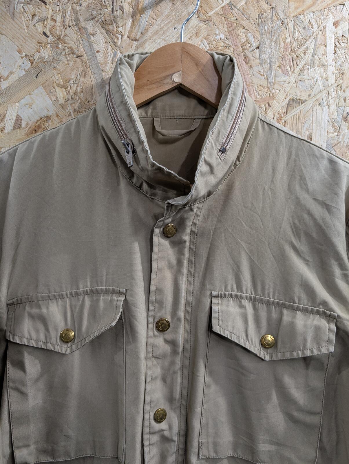 Vintage Fjallraven Canvas Utility Jacket Large Men Beige Tan 80s Toggle Hooded