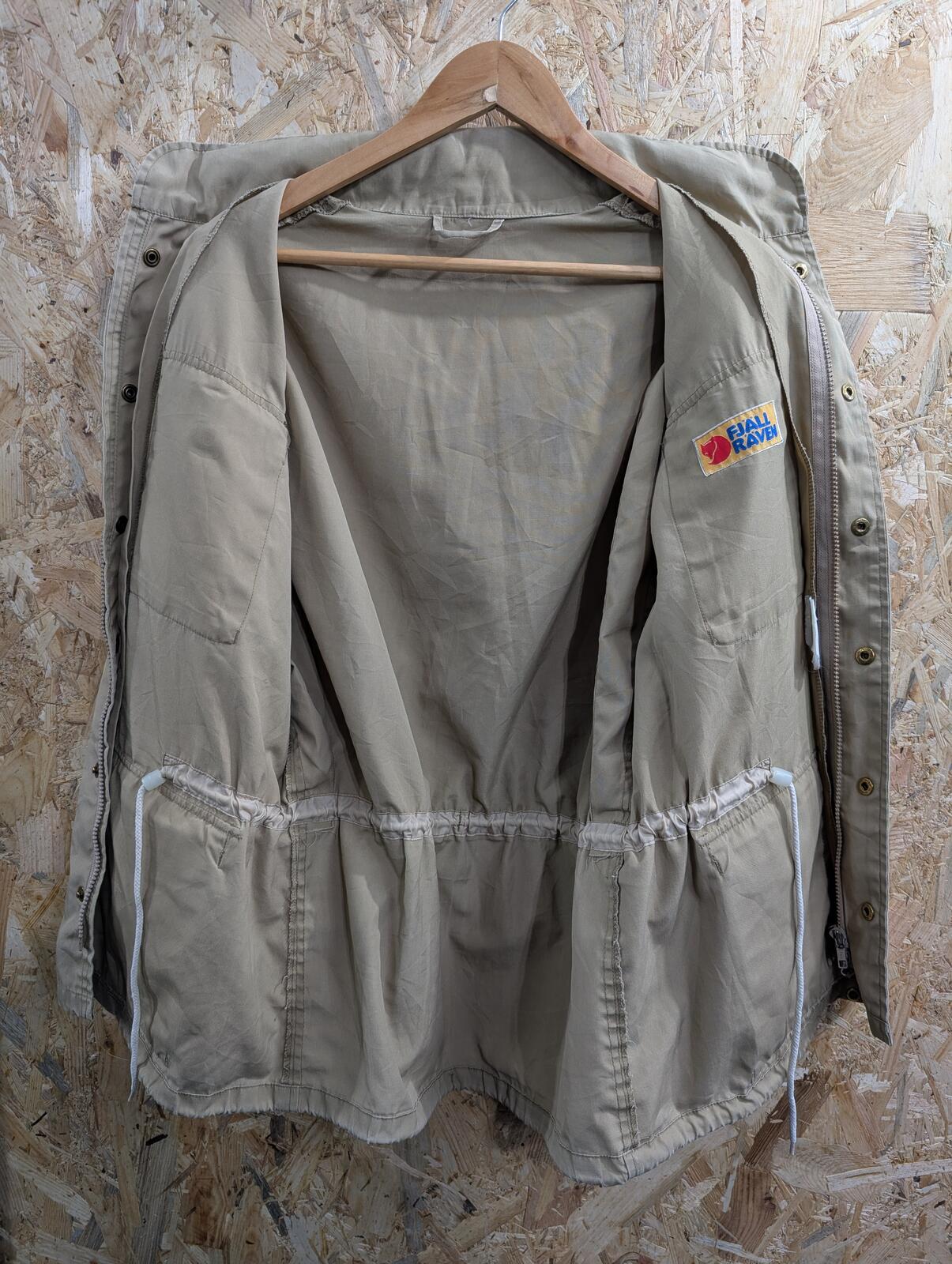 Vintage Fjallraven Canvas Utility Jacket Large Men Beige Tan 80s Toggle Hooded