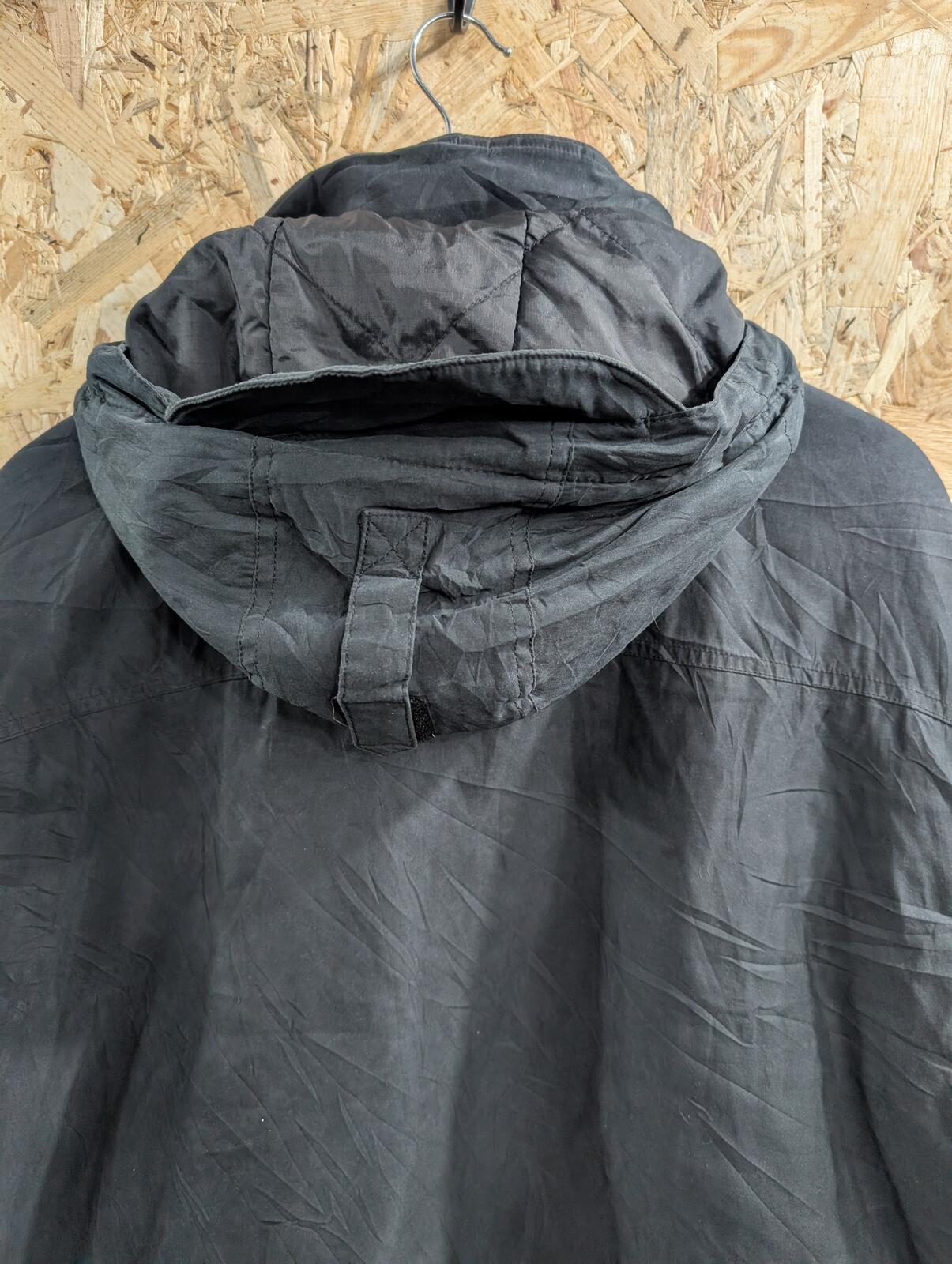 Schott NYC Parka Jacket Large Black Utility Zip Pockets USA 90s Insulated Hood