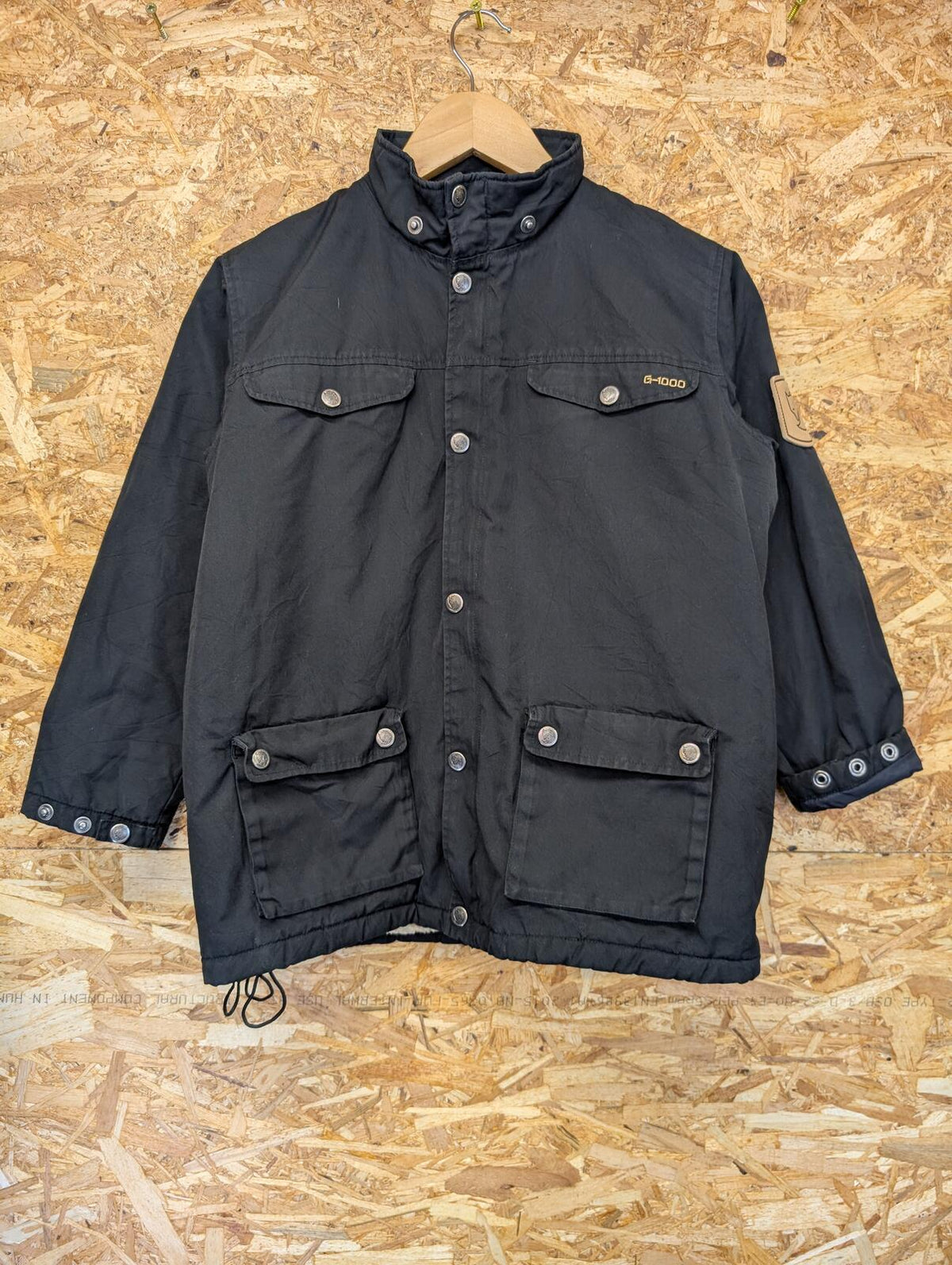 Fjallraven G1000 Black Jacket Age 9-10 Size 140cm Kid Fleece Lined Canvas Sherpa