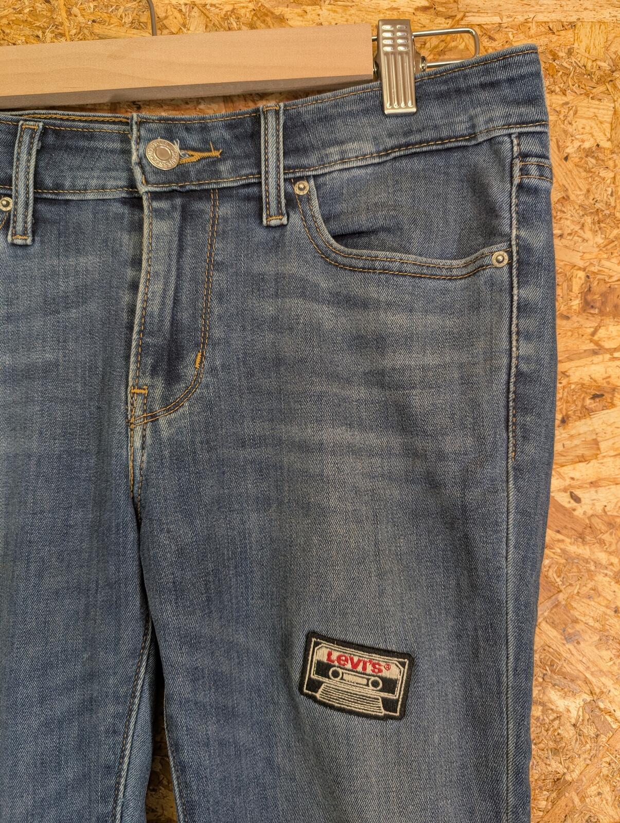 Levis 711 Skinny Jeans Size 10 W28 L31 Women Blue Stretch Red Tab Patches Zip