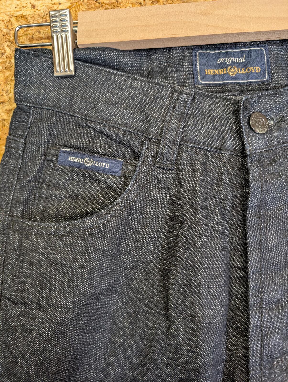 Henri Lloyd Jeans W28 L30 Men Straight Leg Navy Blue Rigid Denim Vintage Button