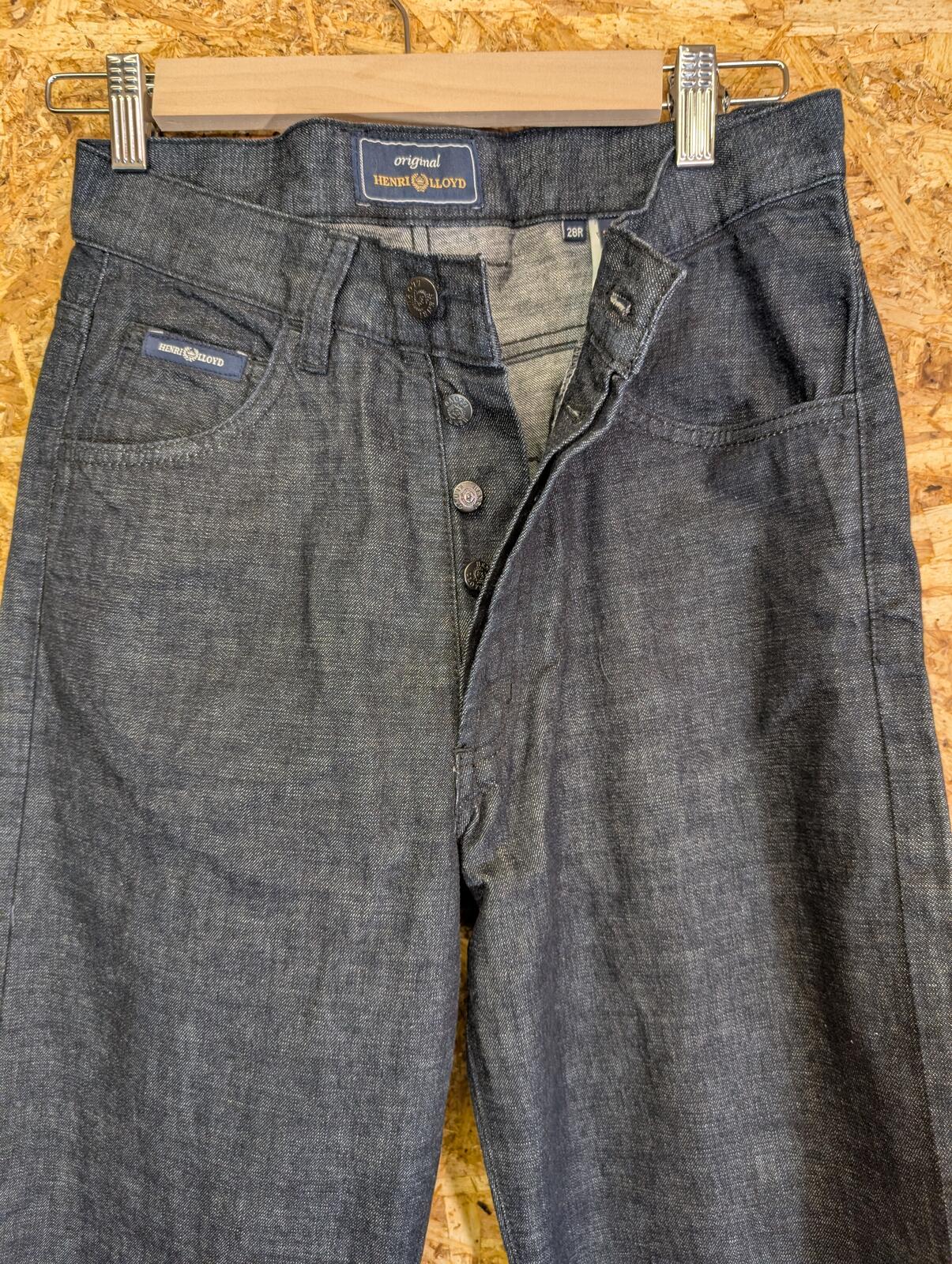Henri Lloyd Jeans W28 L30 Men Straight Leg Navy Blue Rigid Denim Vintage Button