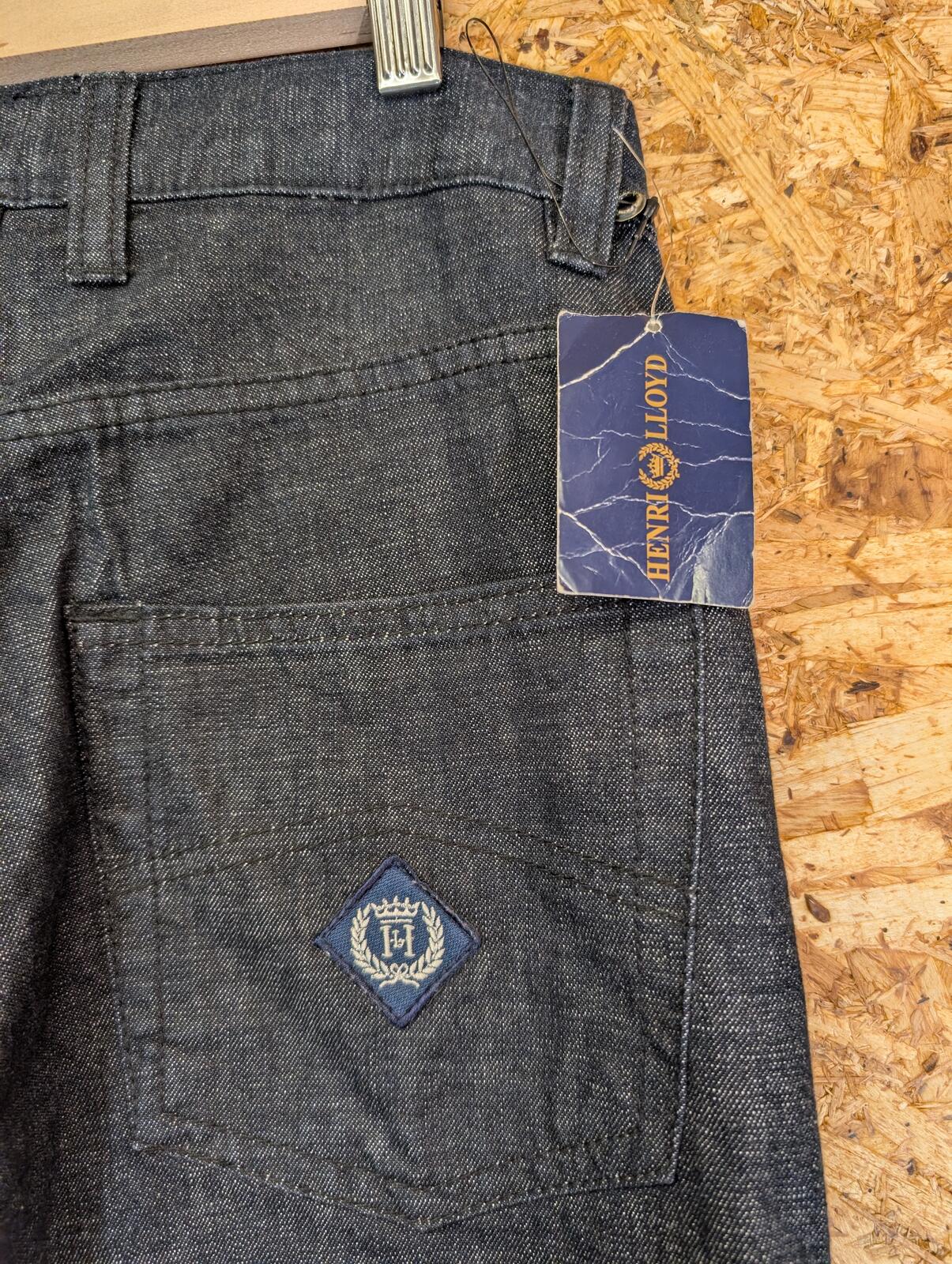 Henri Lloyd Jeans W28 L30 Men Straight Leg Navy Blue Rigid Denim Vintage Button