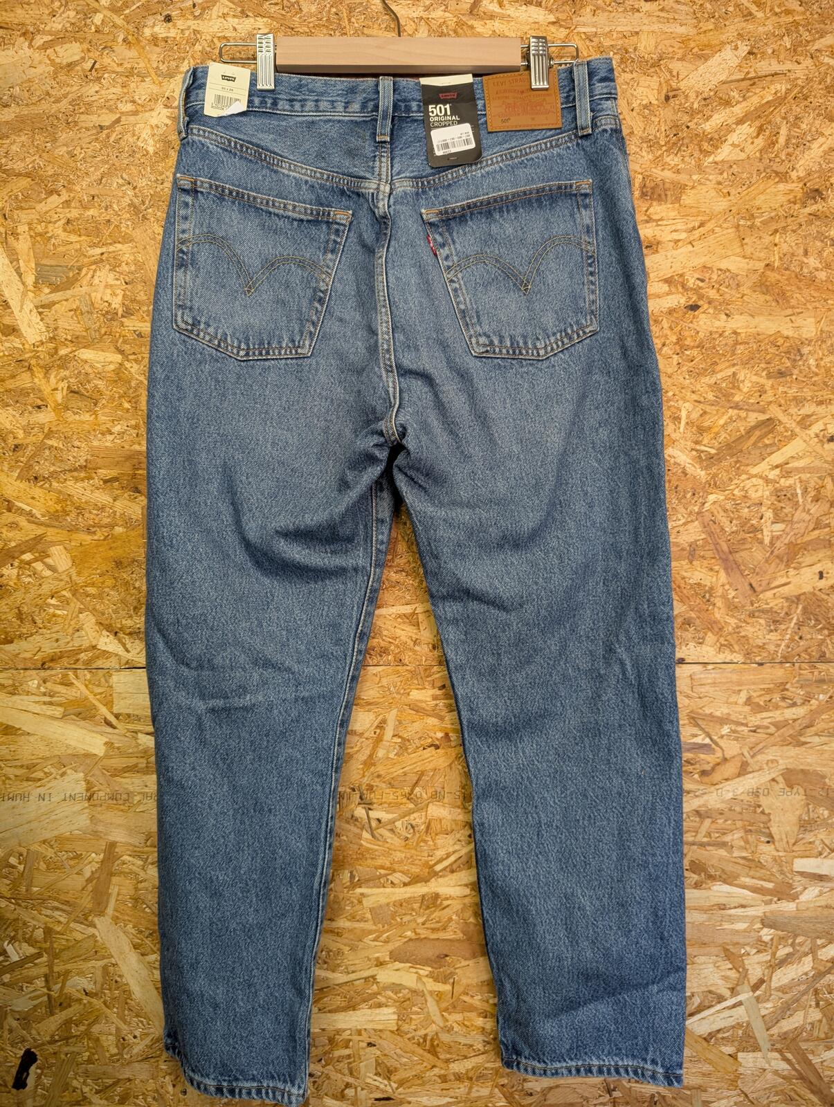 Levis 501 Original Cropped Jeans Size 8 W30 L26 Women Light Blue Button Fly