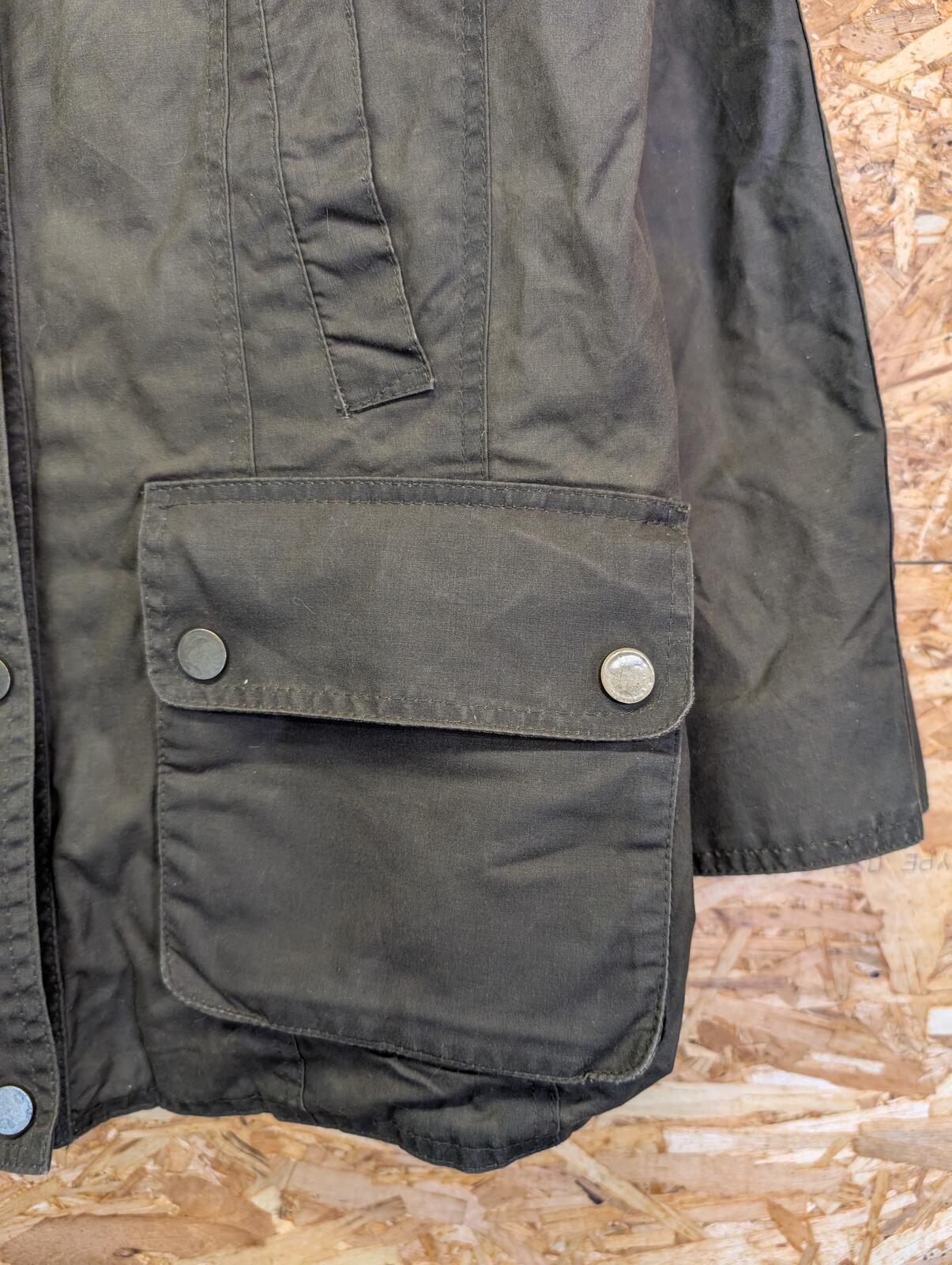 Hidepark Wax Jacket UK Size Medium Women Khaki Fleece Lined Leather Millerain