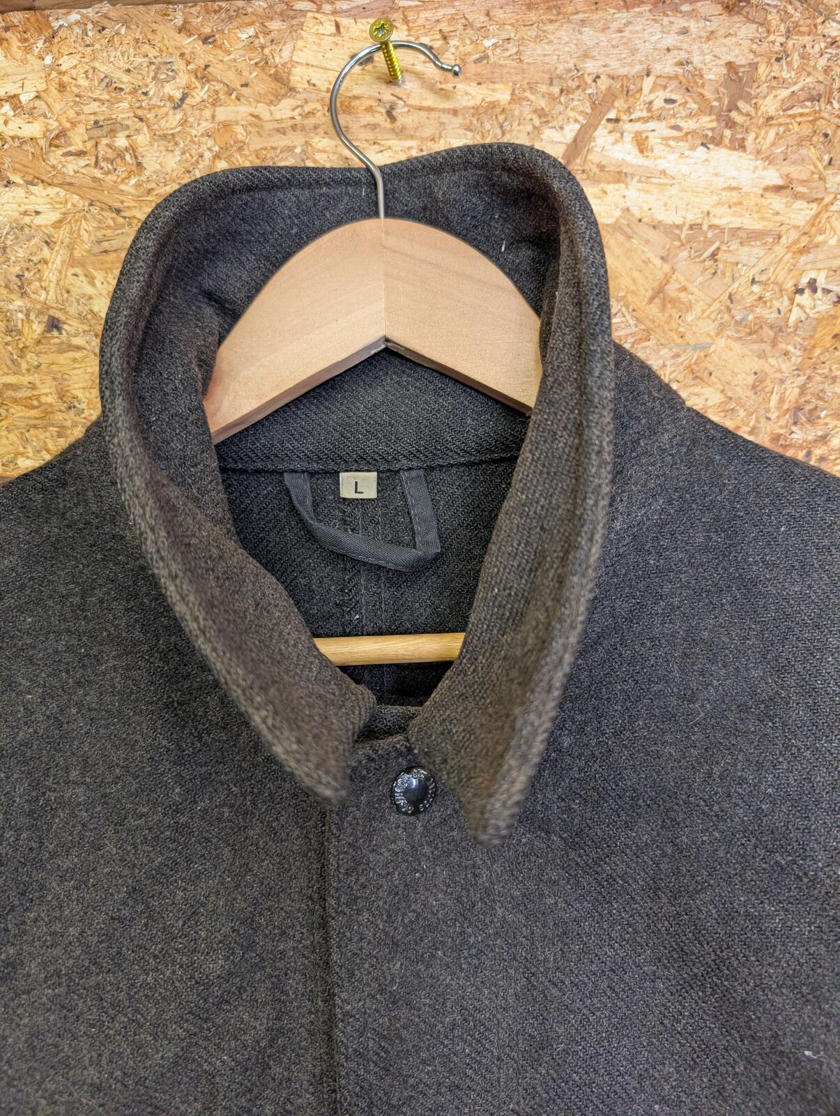 Wool Ike Jacket Large Men Mackinaw Wool Cruiser Charcoal Grey Black Made USA
