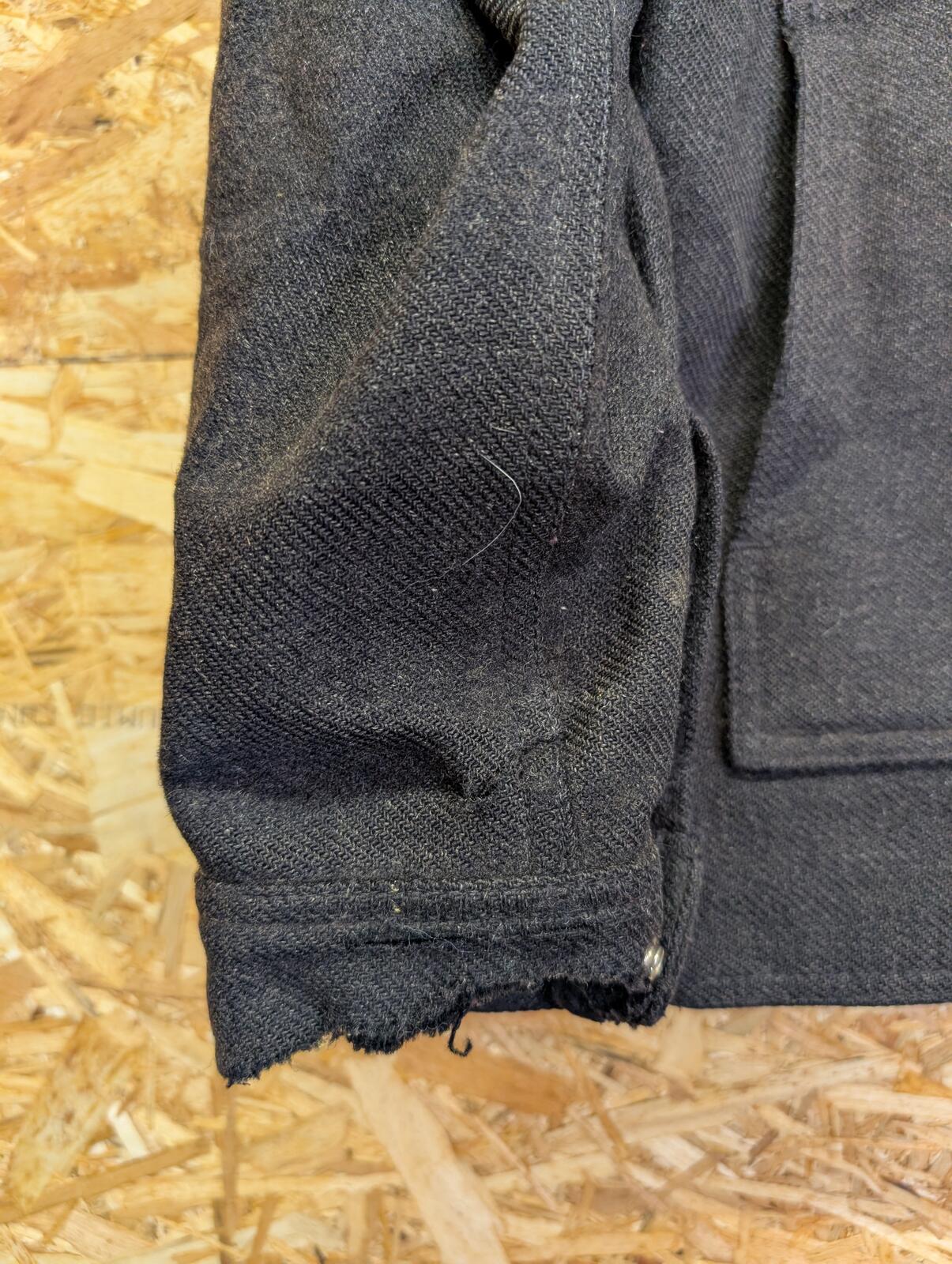 Wool Ike Jacket Large Men Mackinaw Wool Cruiser Charcoal Grey Black Made USA