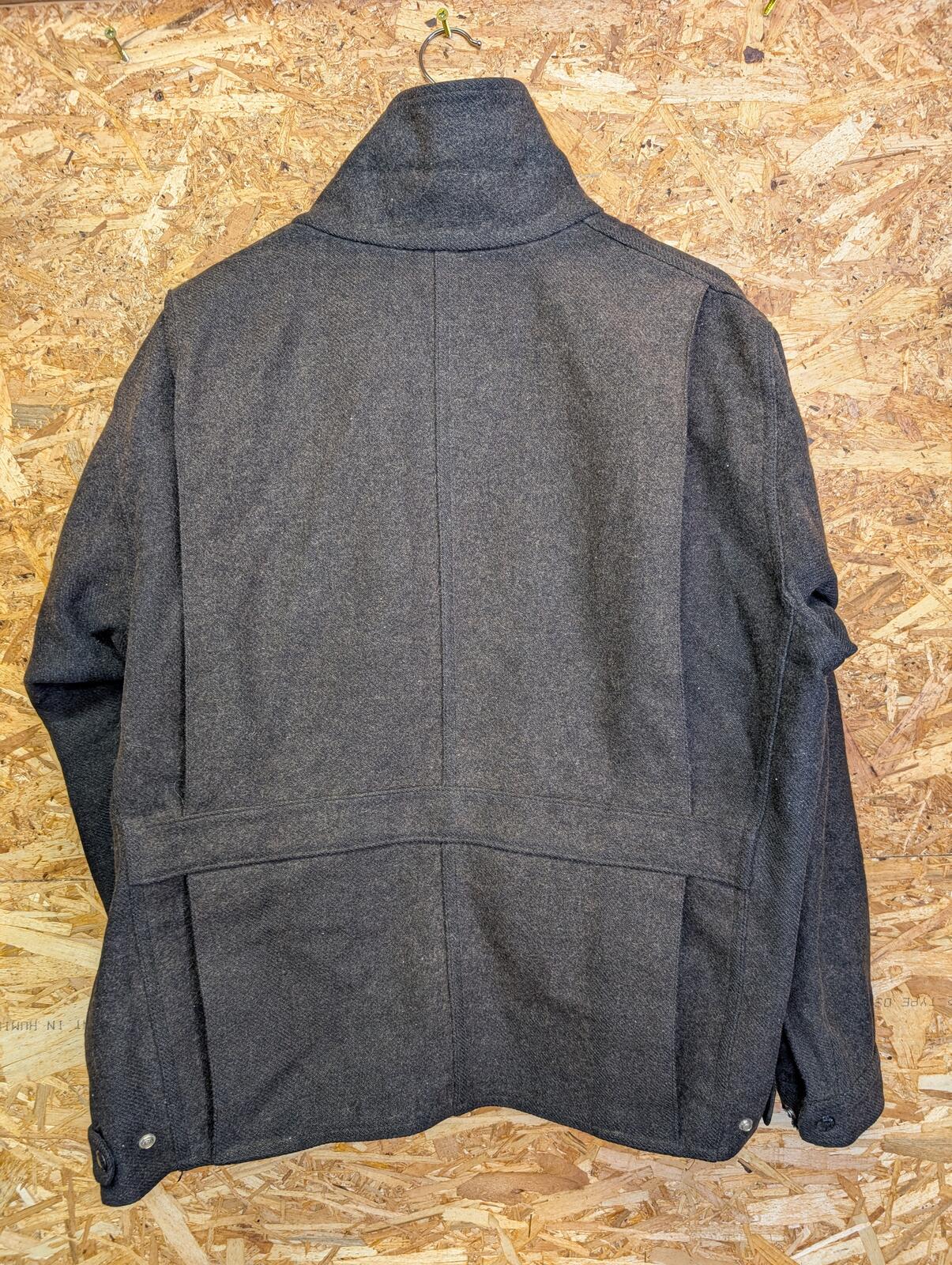 Wool Ike Jacket Large Men Mackinaw Wool Cruiser Charcoal Grey Black Made USA