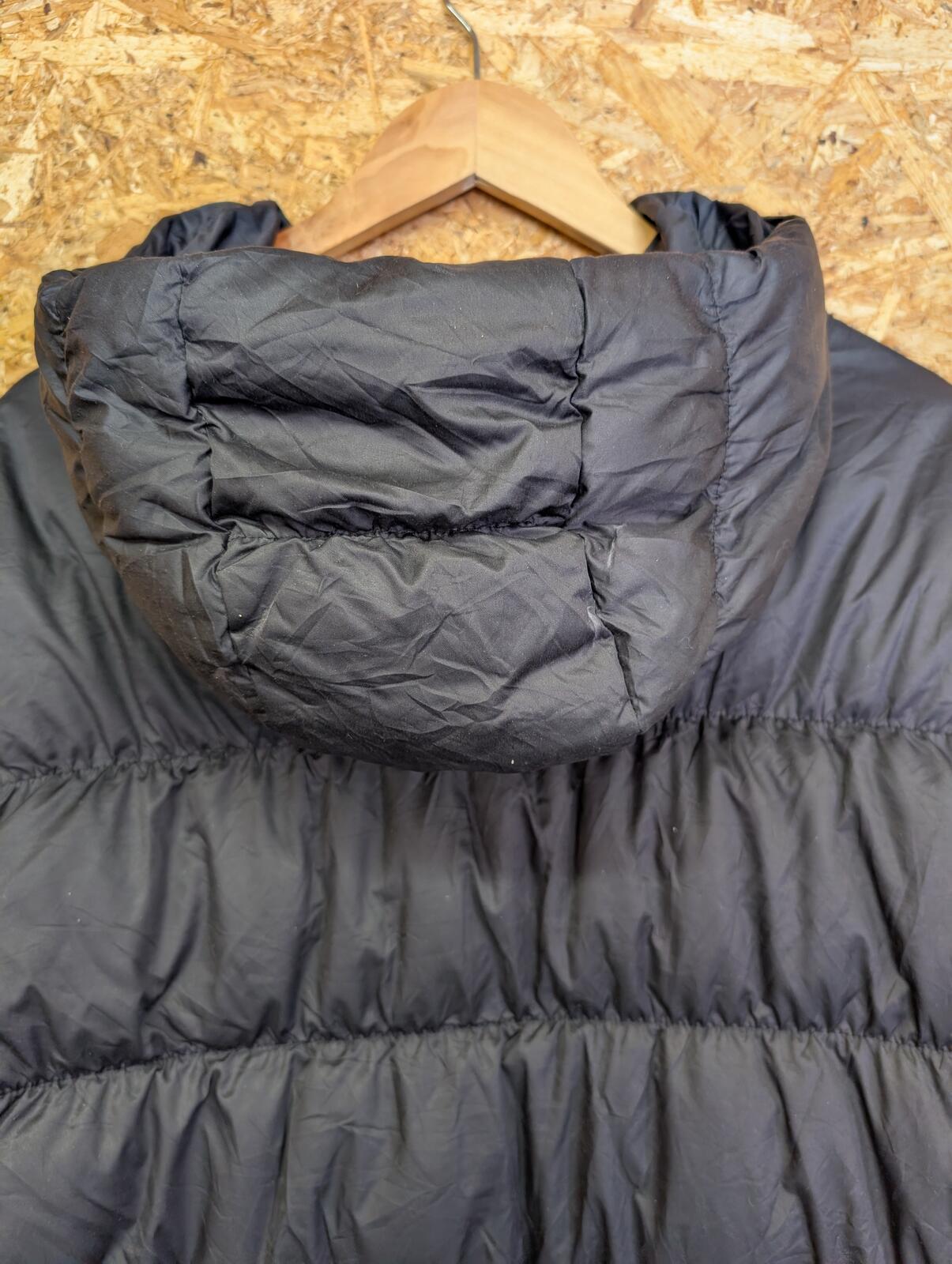 Patagonia Downtown Parka Puffer Coat Women Large Hooded Black Duck Down Feather