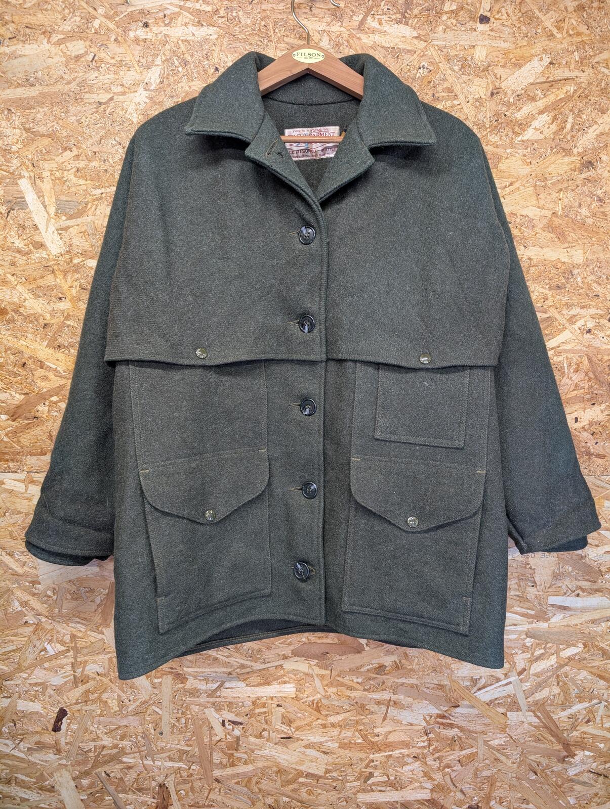 Filson Double Mackinaw Coat Large 42 Wool Jacket Forest Green Made USA Lot 83